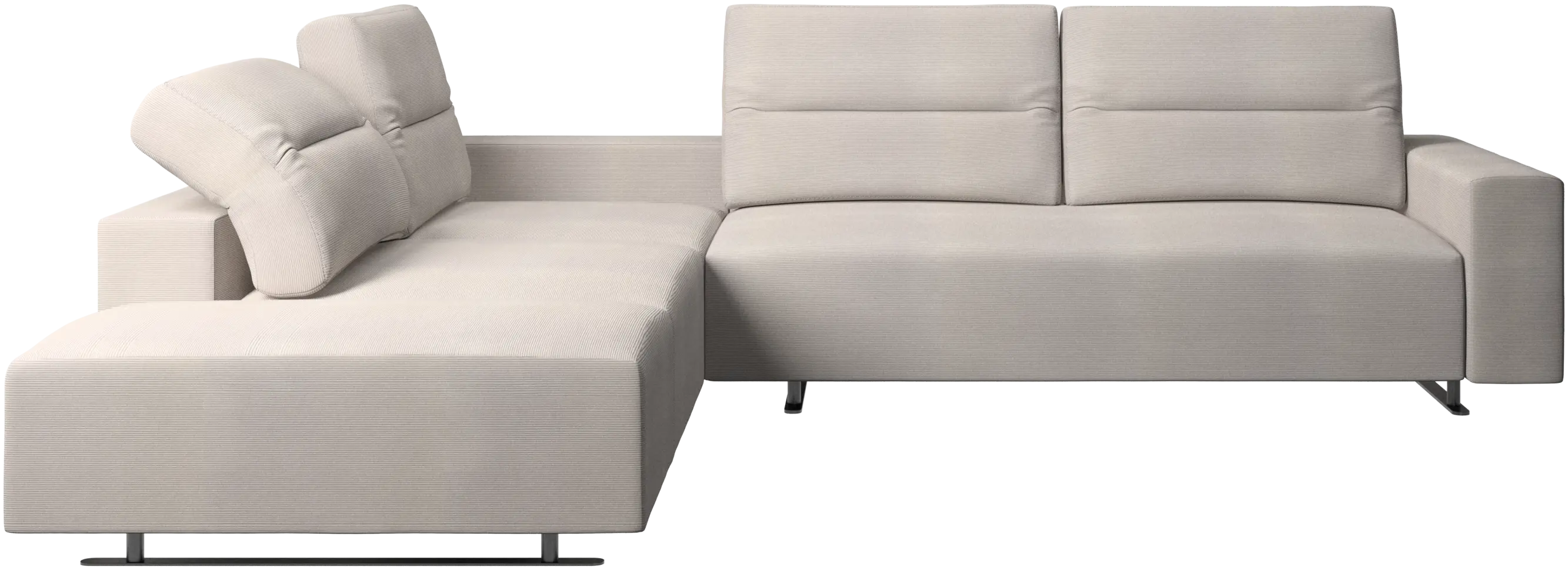 Hampton corner sofa with adjustable back and storage on right side