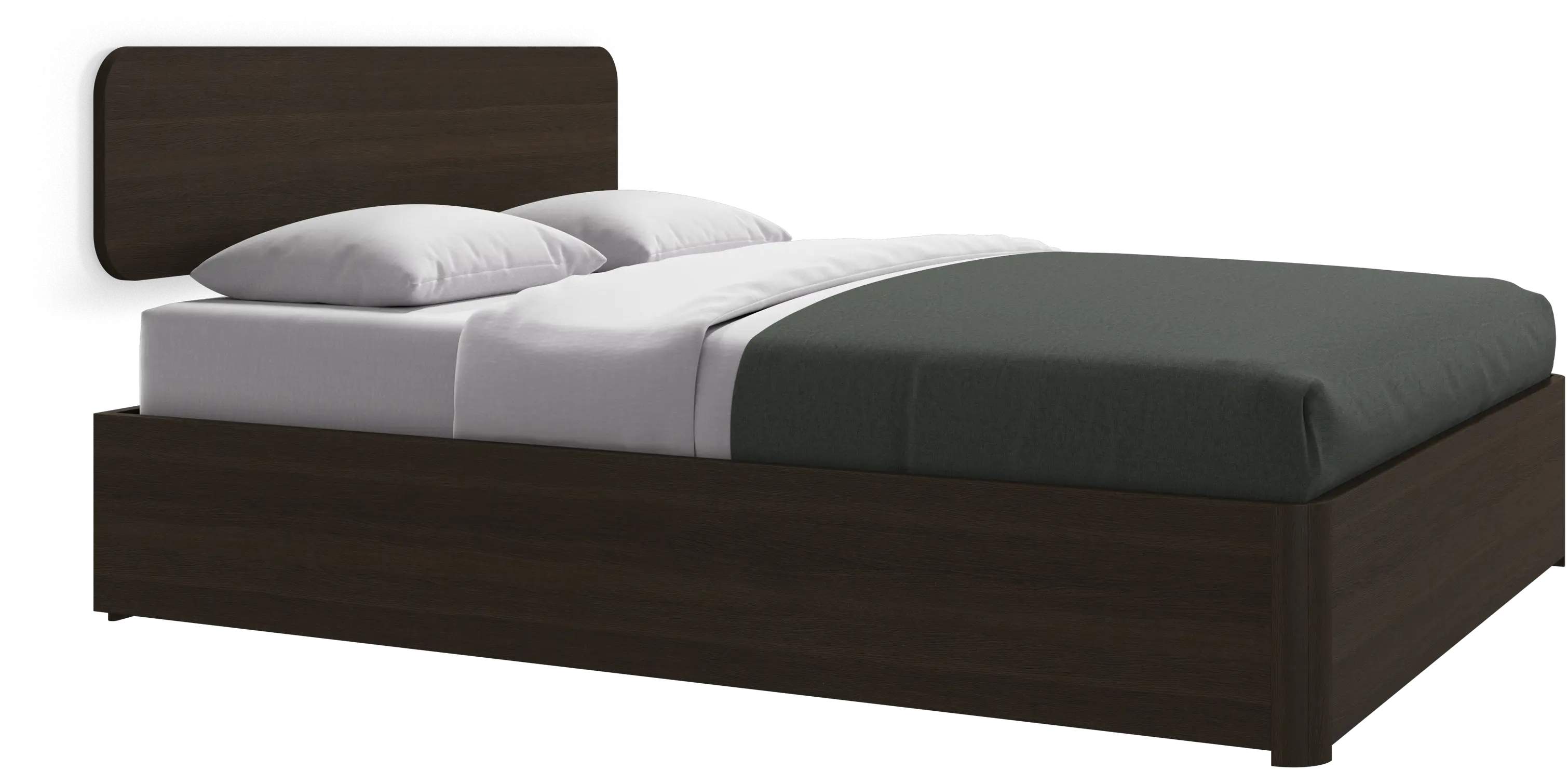 Element bed, wall-mounted headboard, with slats and storage solution, excl. mattress
