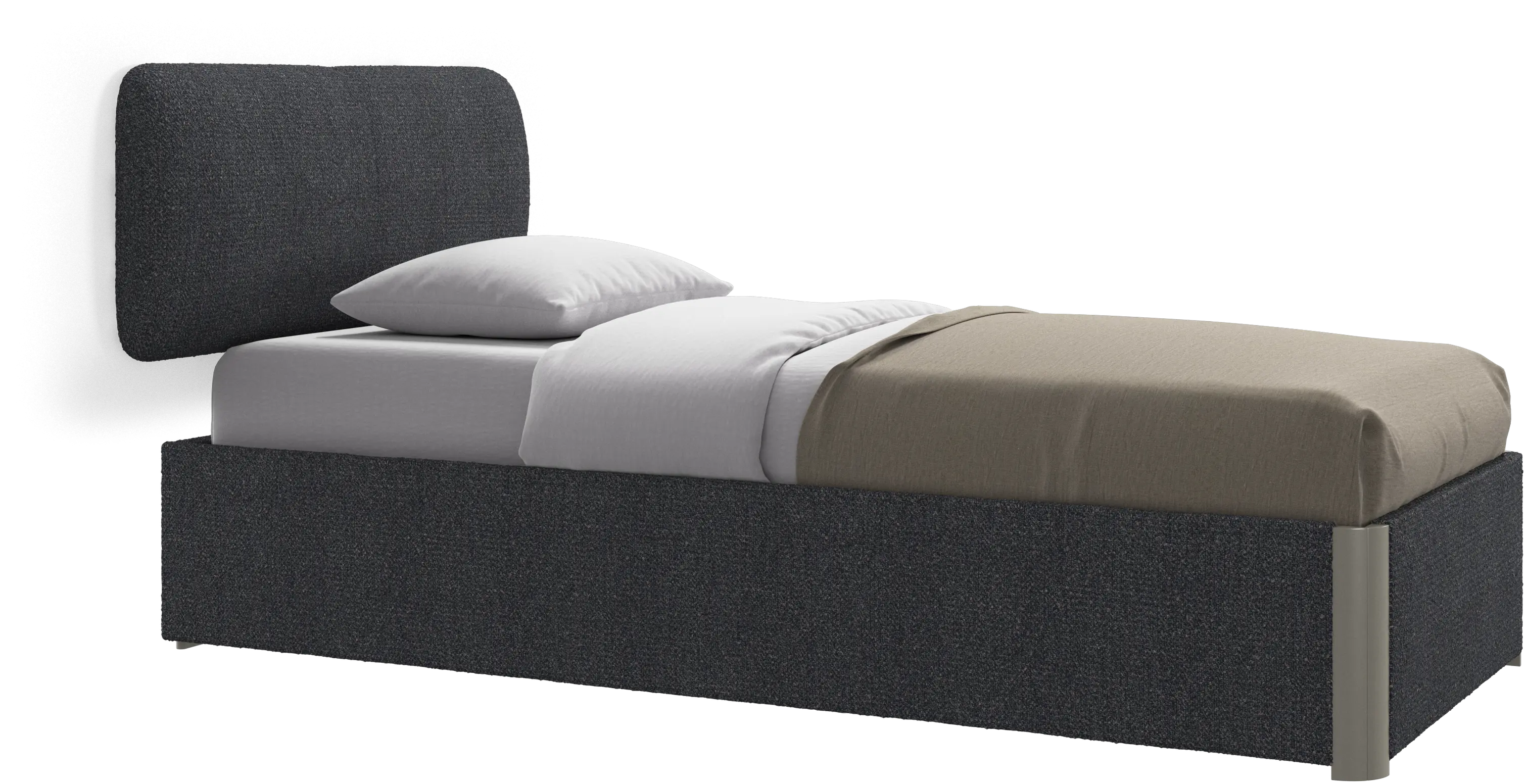 Element bed, wall-mounted headboard, with slats and storage solution, excl. mattress
