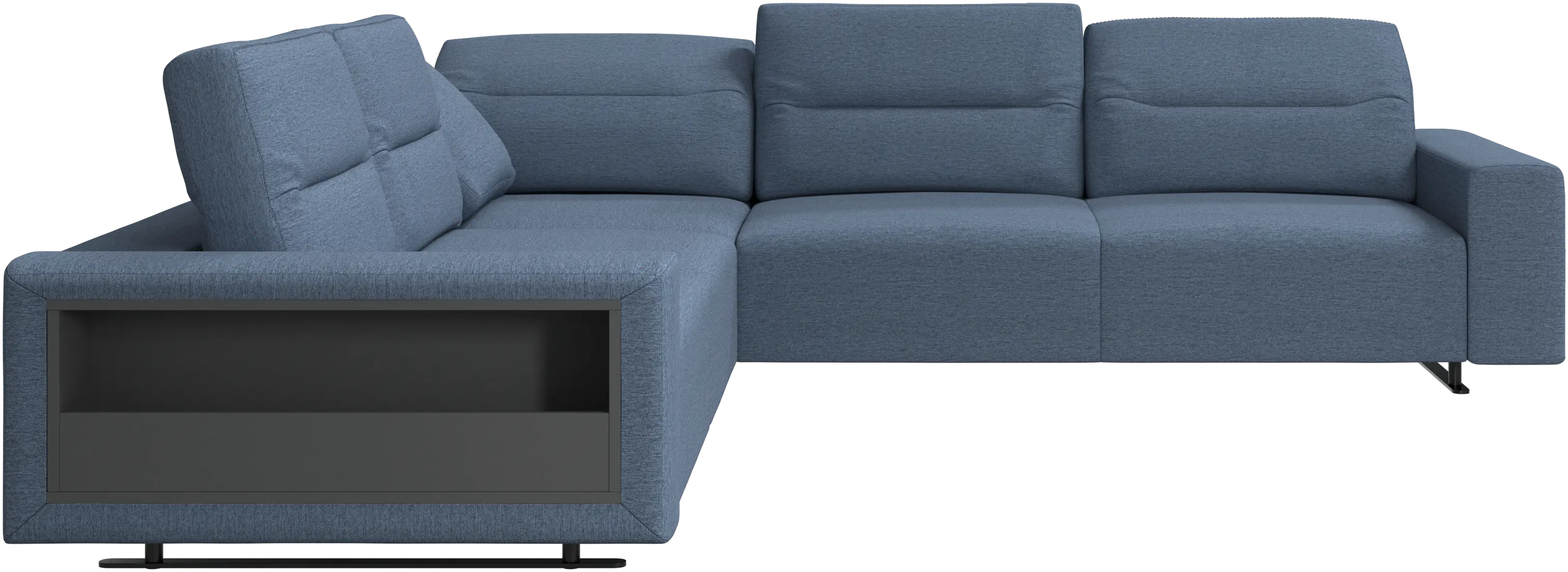 Hampton corner sofa with adjustable back and storage on left side