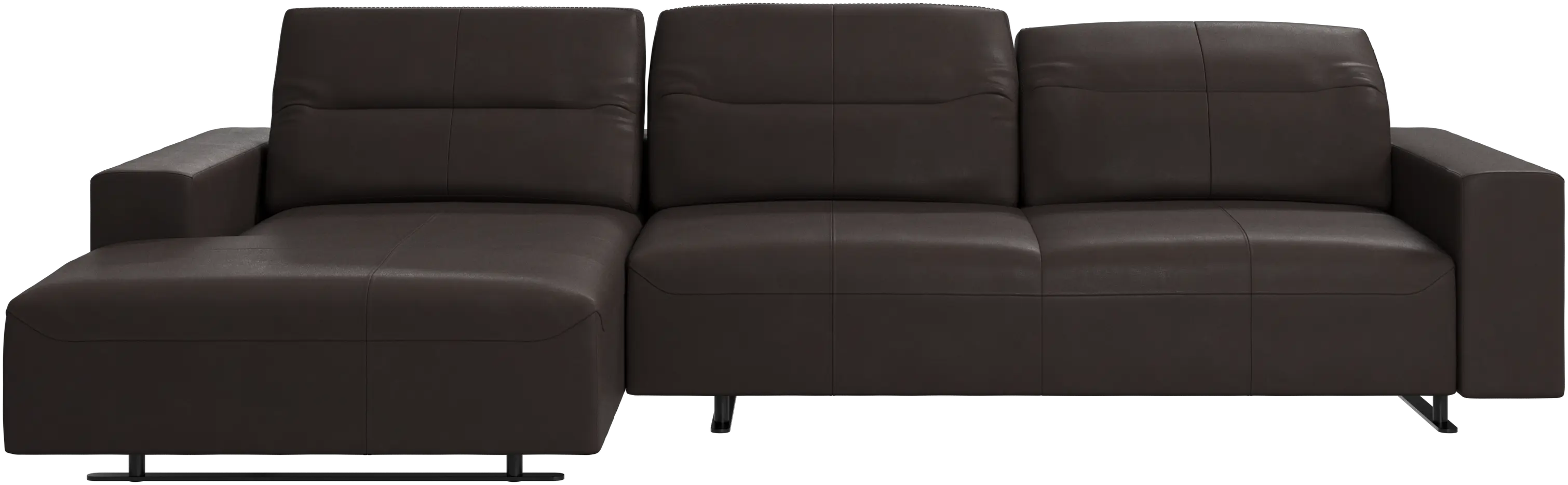 Hampton sofa with adjustable back, resting unit and storage left side