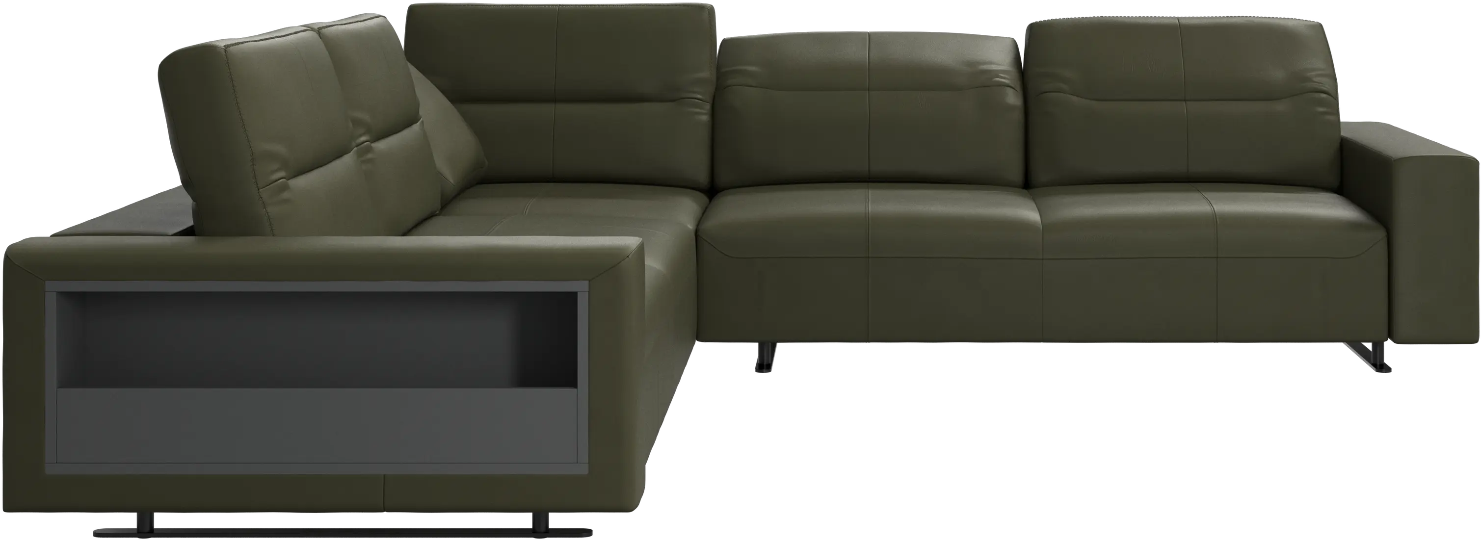 Hampton corner sofa with adjustable back and storage on left side