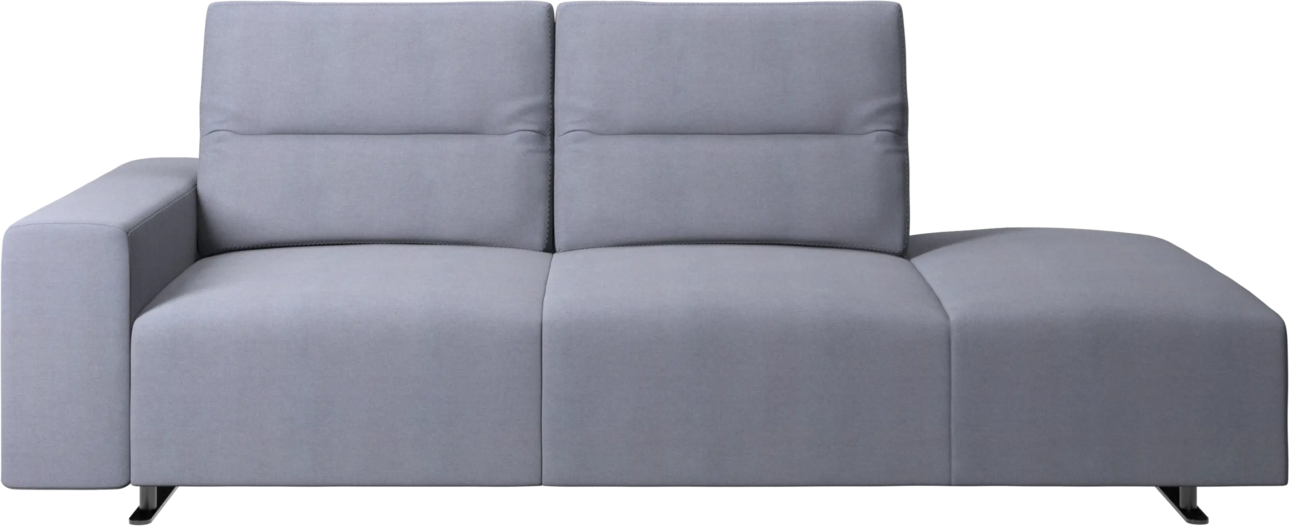 Hampton sofa with adjustable back and lounging unit right side, armrest left
