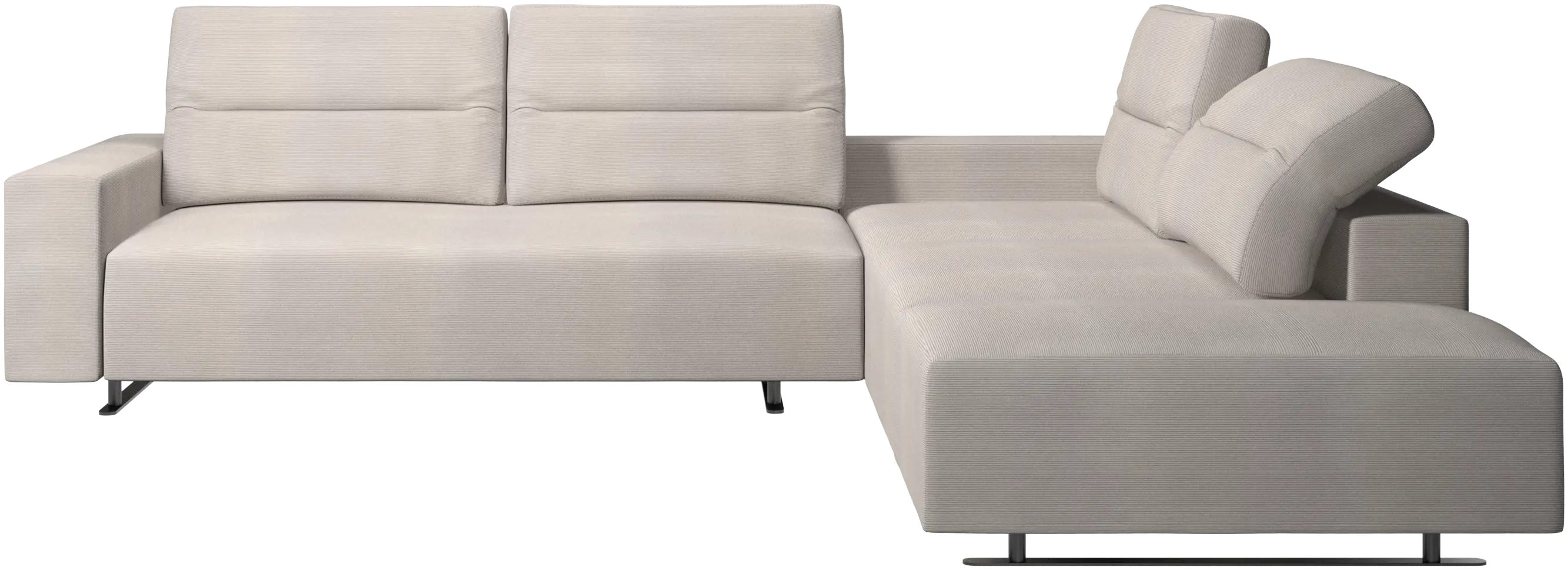 Hampton corner sofa with adjustable back and storage on left side