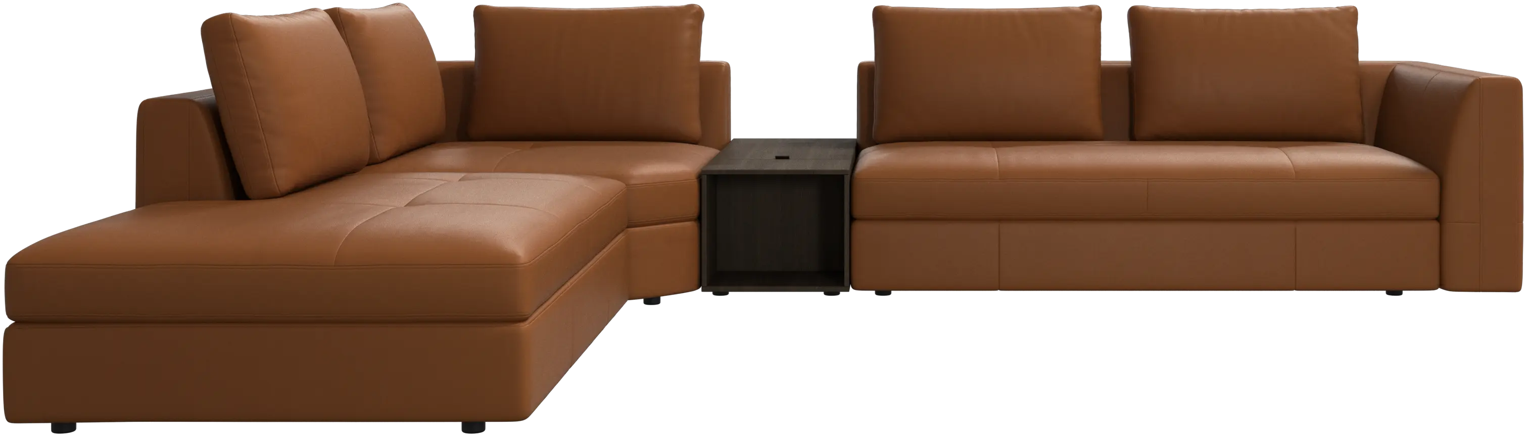 Bergamo corner sofa with lounging unit and footstool w/storage