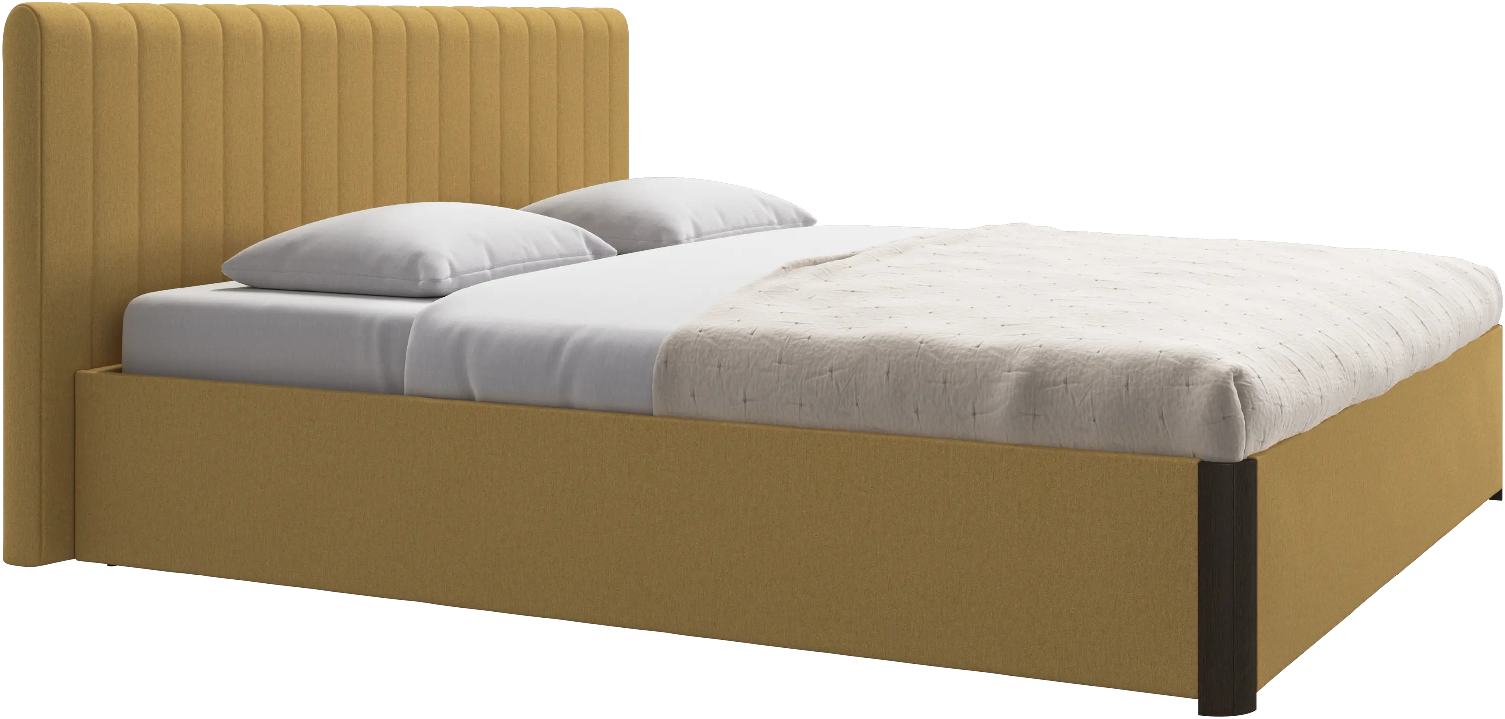 Element cama, cabecero montado en la cama, con láminas y solución de almacenamiento, excl. colchón