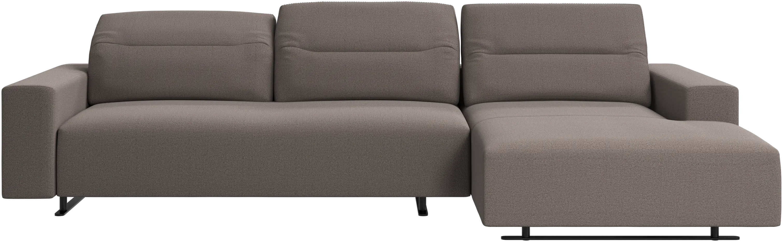 Sofa Hampton z regulowanym oparciem i modułem wypoczynkowym z prawej strony