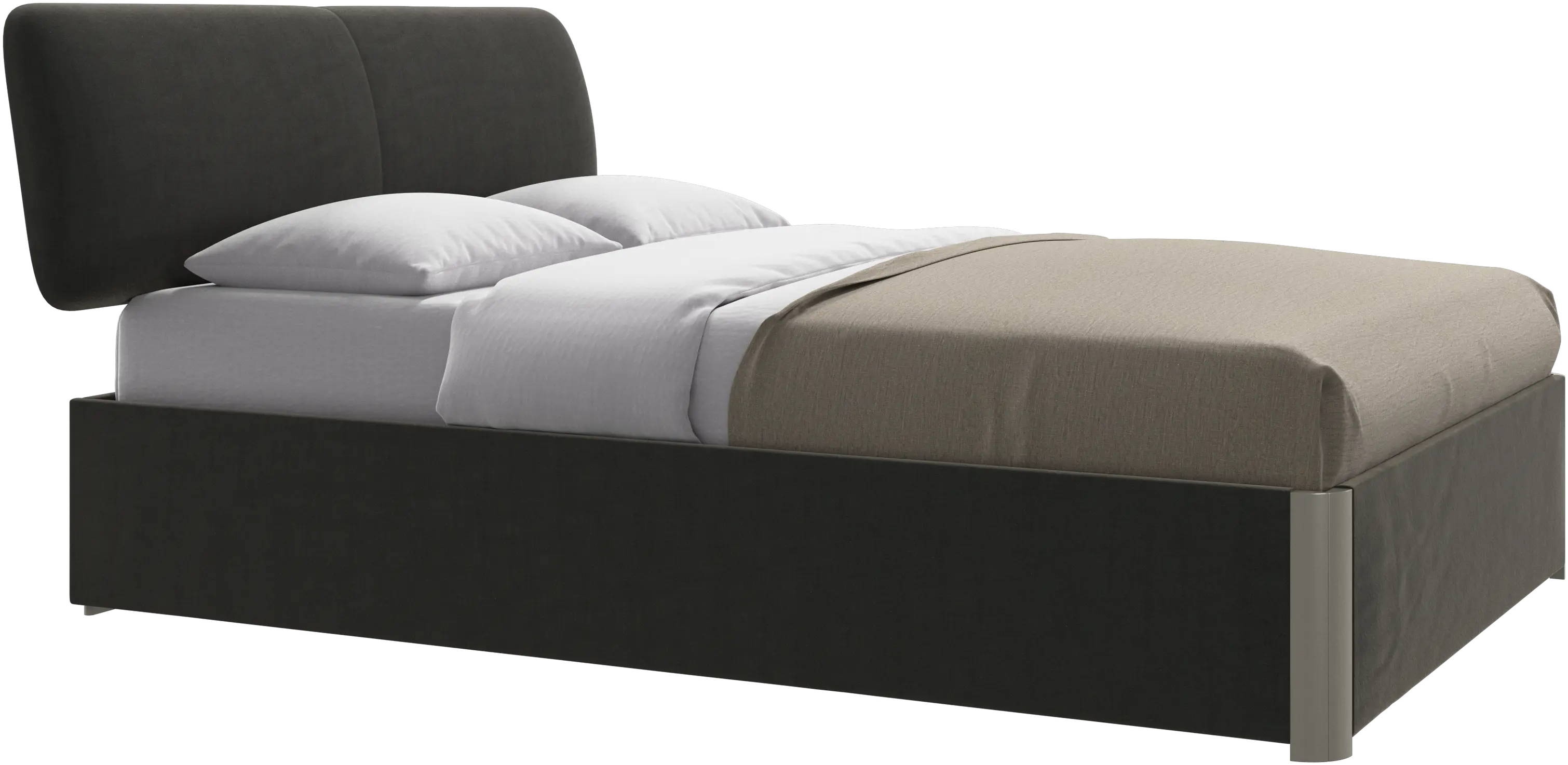 Element bed, bed-mounted headboard, with slats and storage solution, excl. mattress