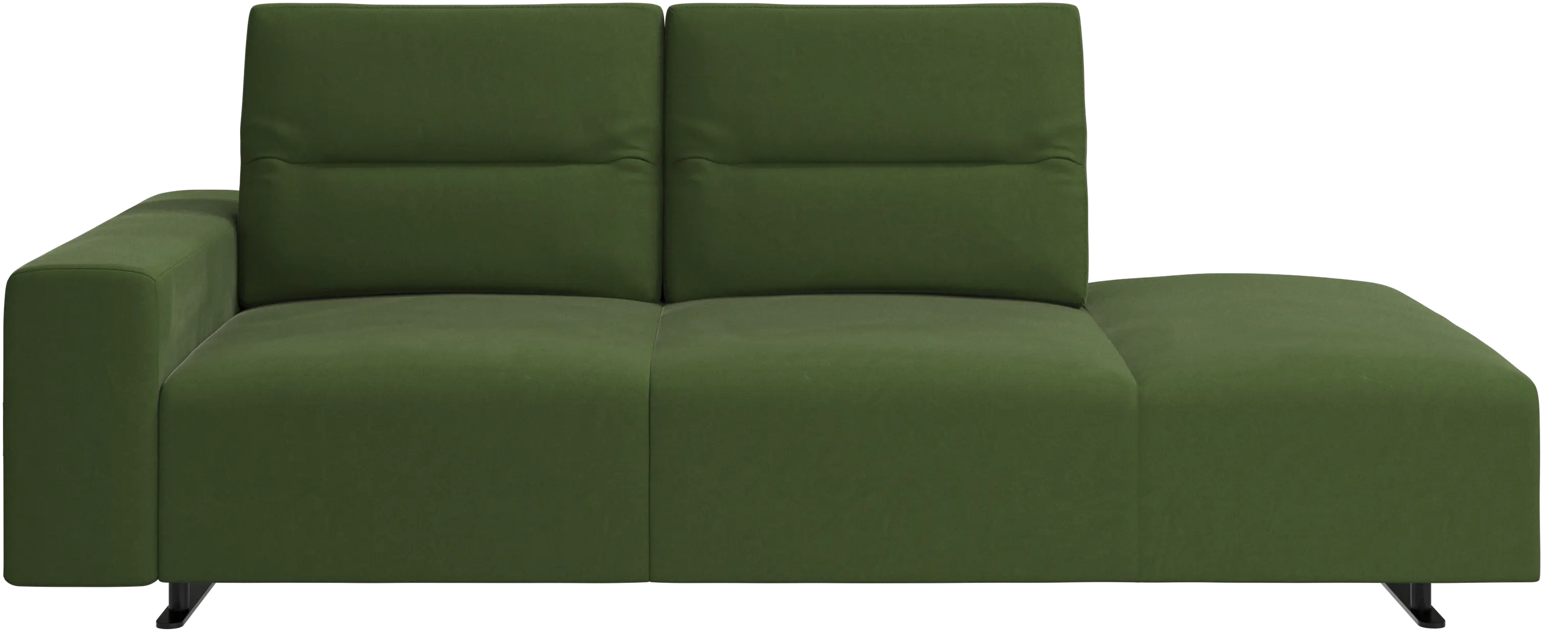 Hampton sofa with adjustable back and lounging unit right side, armrest left