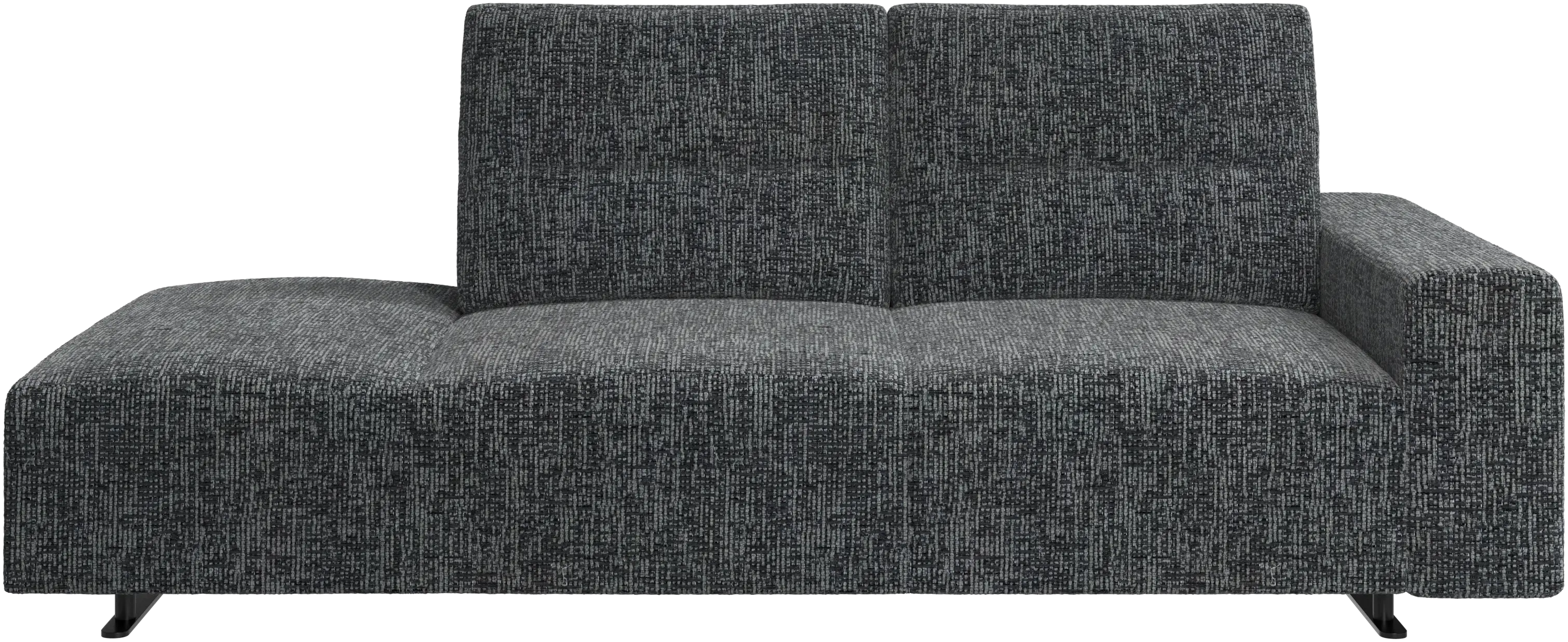 Hampton sofa with adjustable back and lounging unit left side, armrest right