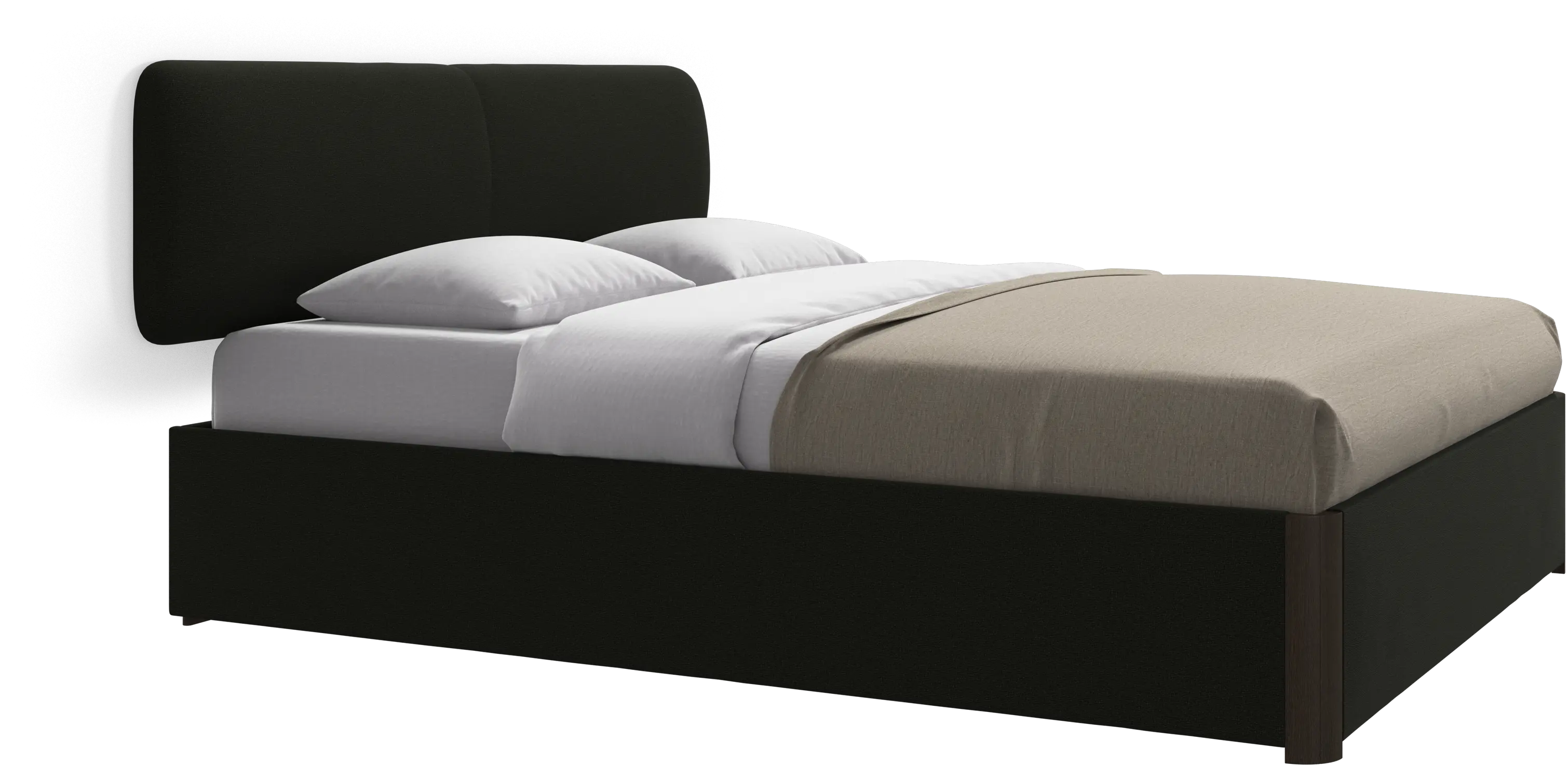 Element bed, wall-mounted headboard, with slats and storage solution, excl. mattress