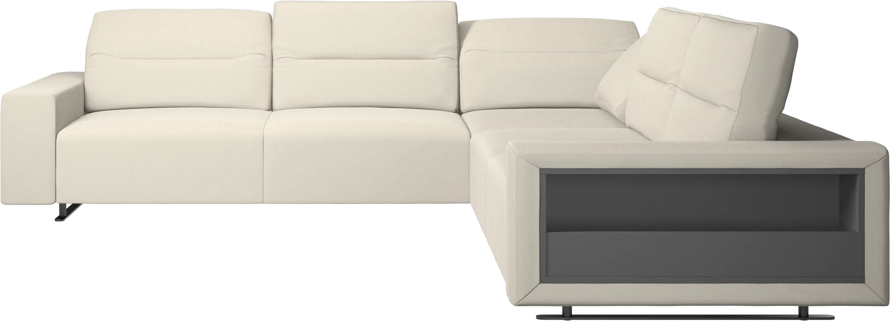 Hampton corner sofa with adjustable back and storage on right side