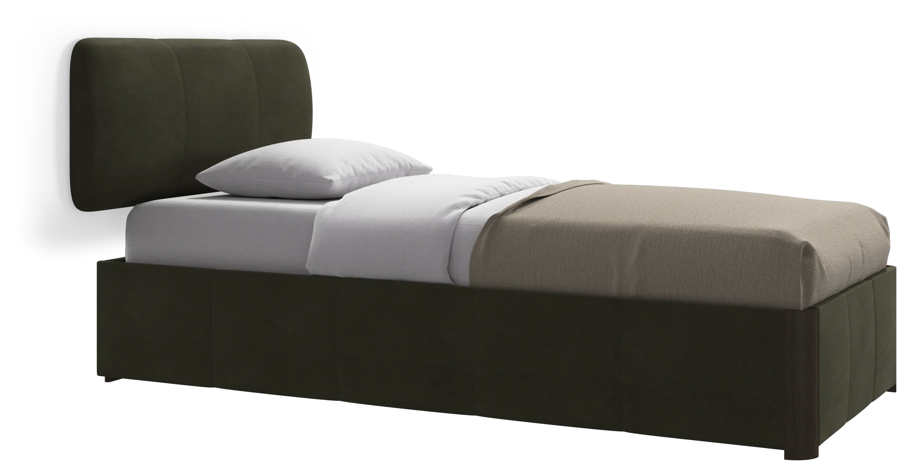 Element bed, wall-mounted headboard, with slats and storage solution, excl. mattress