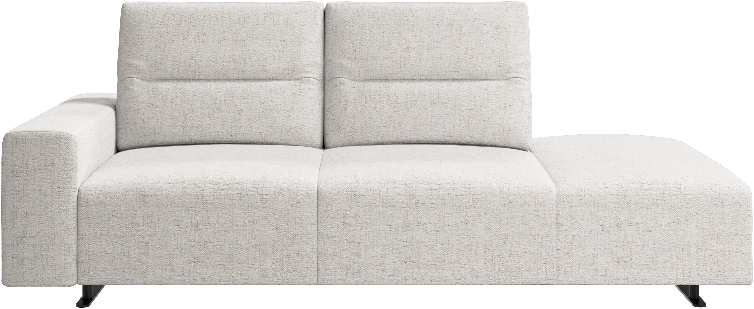 Hampton sofa with adjustable back and lounging unit right side, armrest left