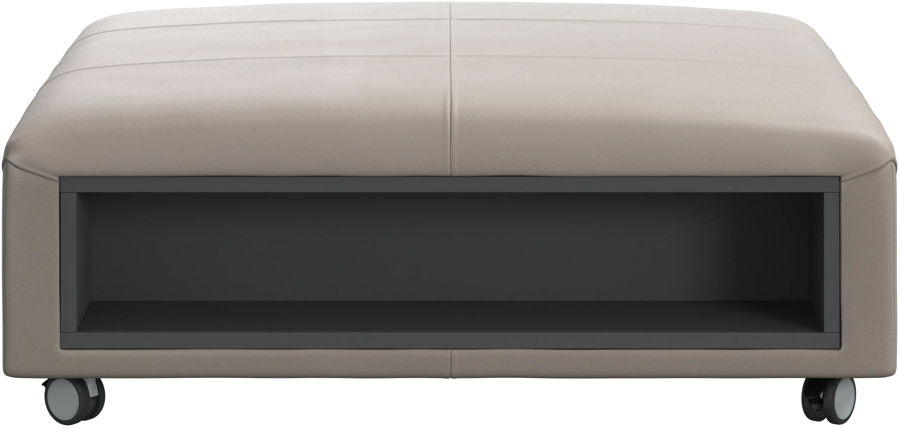 Hampton footstool on wheels with storage left and right sides