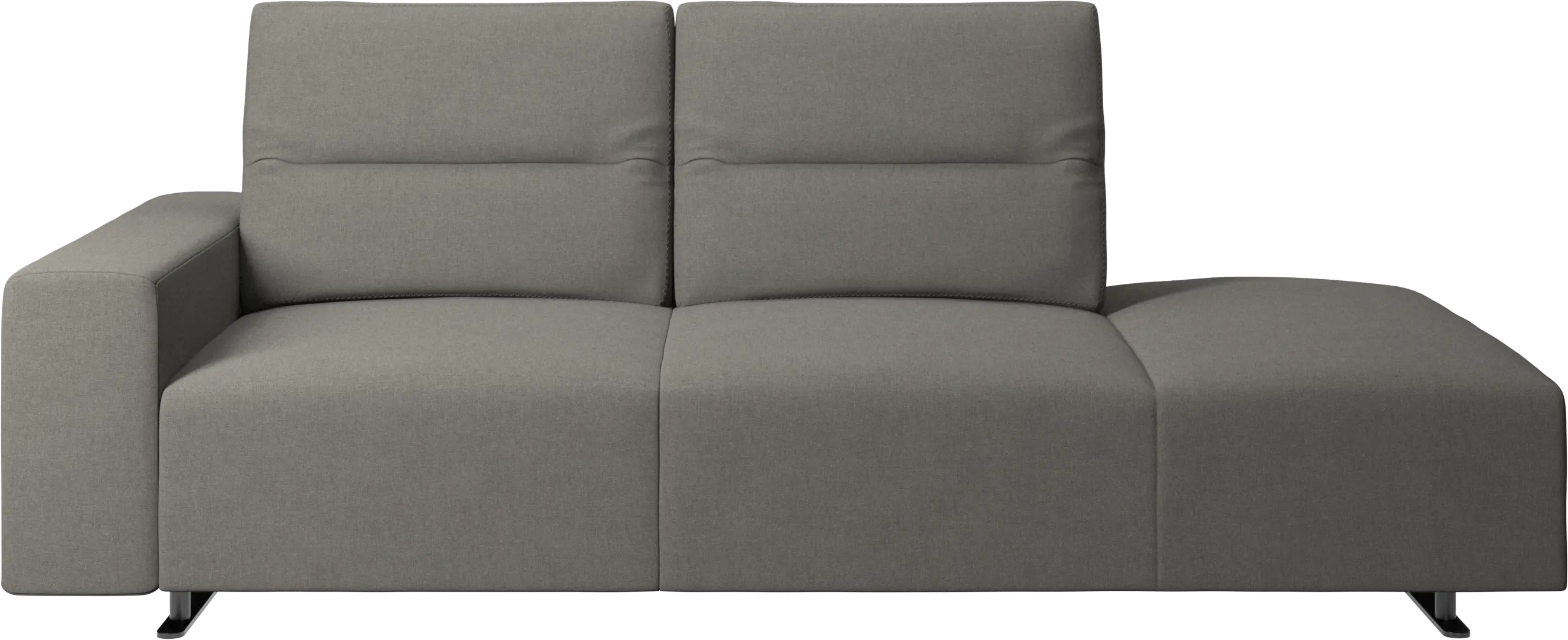 Hampton sofa with adjustable back and lounging unit right side, armrest left