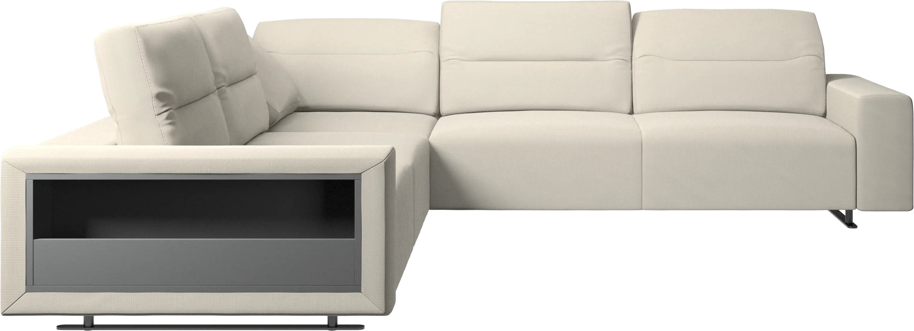 Hampton corner sofa with adjustable back and storage on left side