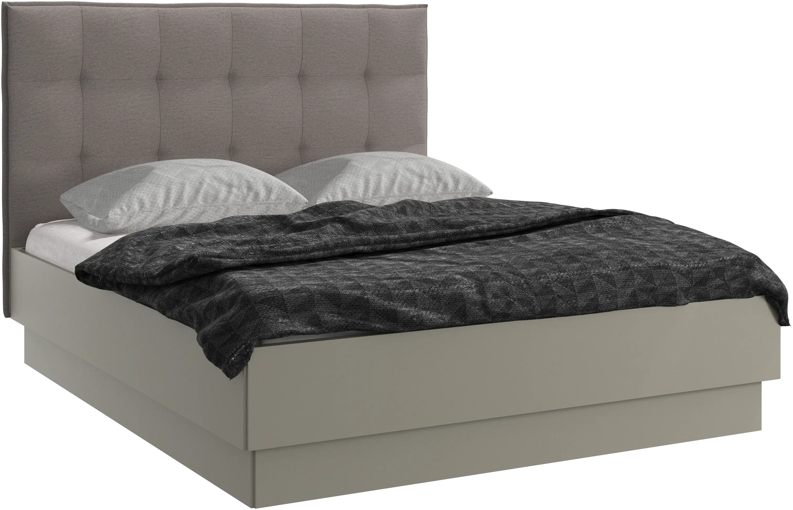 Lugano seng med opbevaring med vipperamme og lameller, ekskl. madras