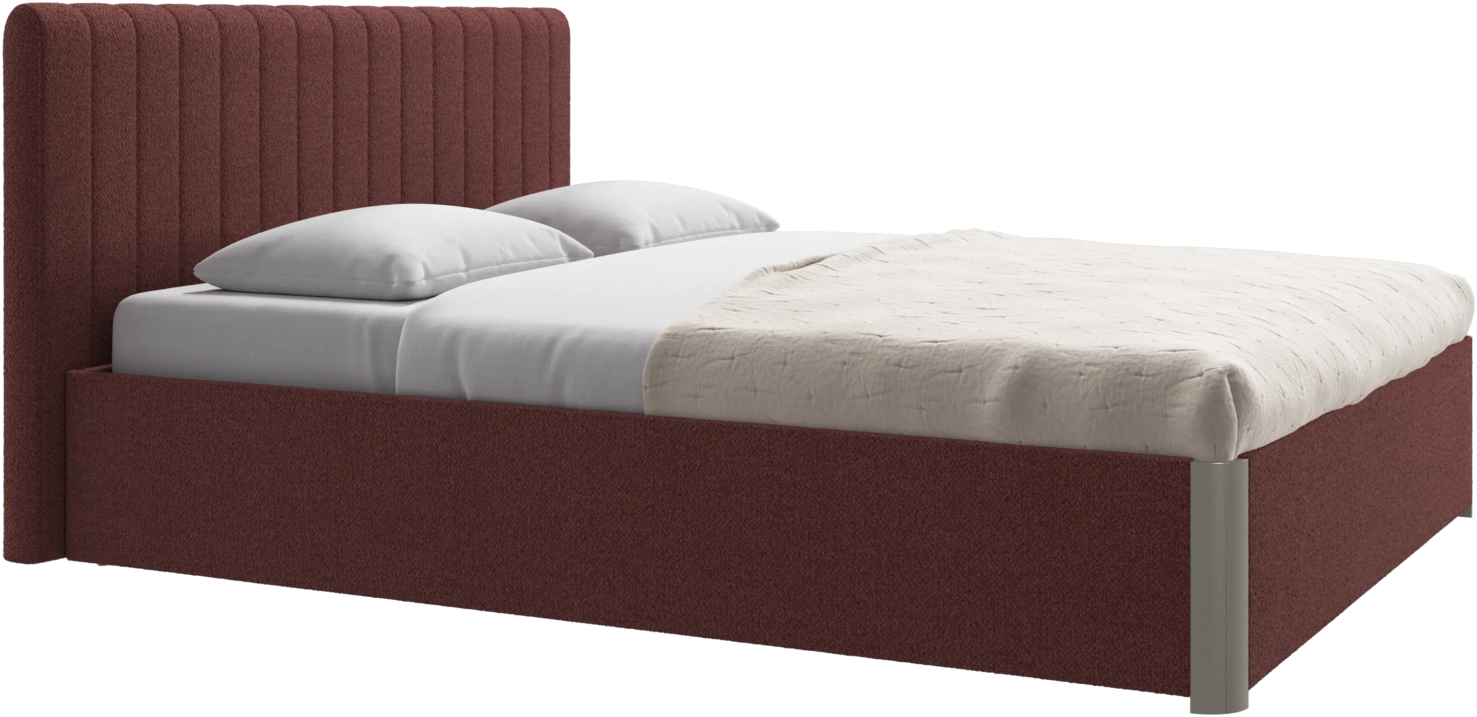Element lit, tête de lit fixée au lit, avec lattes et solution de stockage, excl. matelas