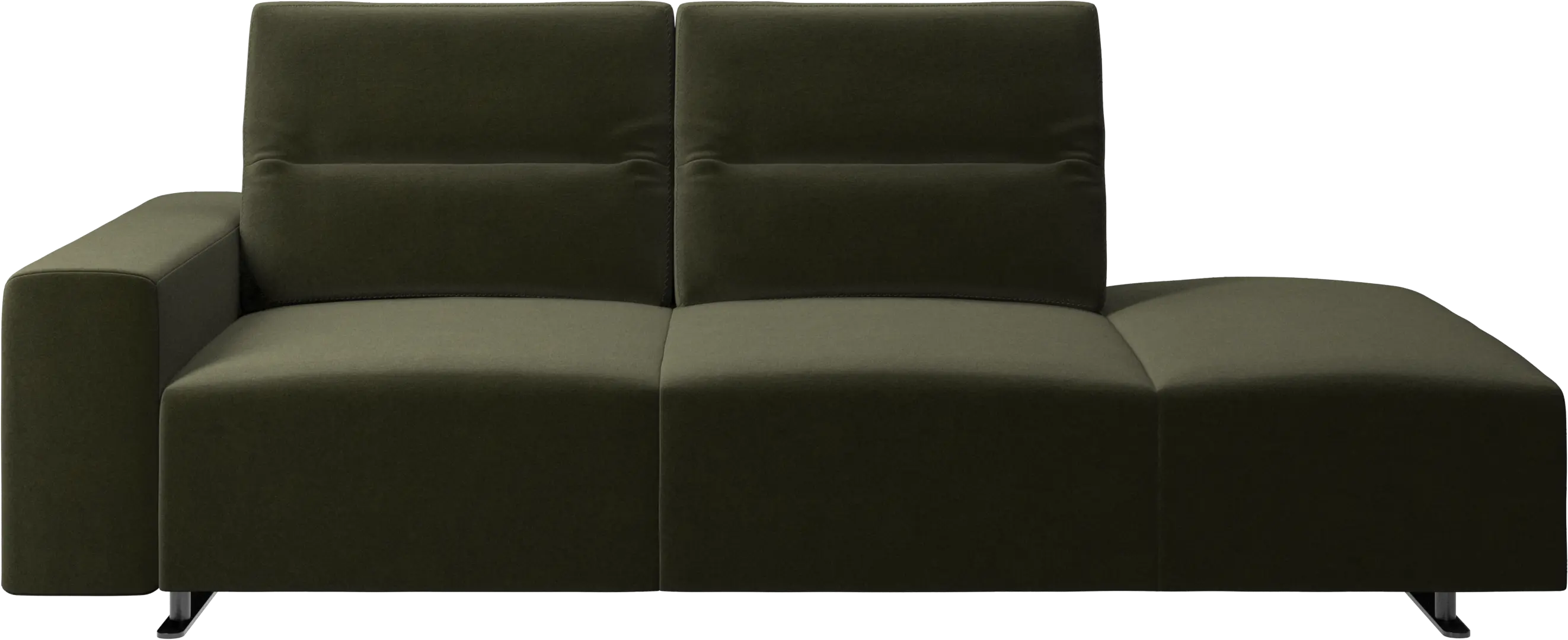 Hampton sofa with adjustable back and lounging unit right side, armrest left