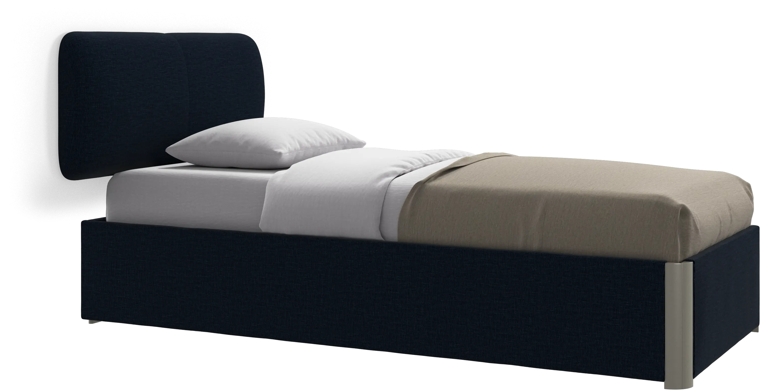 Element bed, wall-mounted headboard, with slats and storage solution, excl. mattress