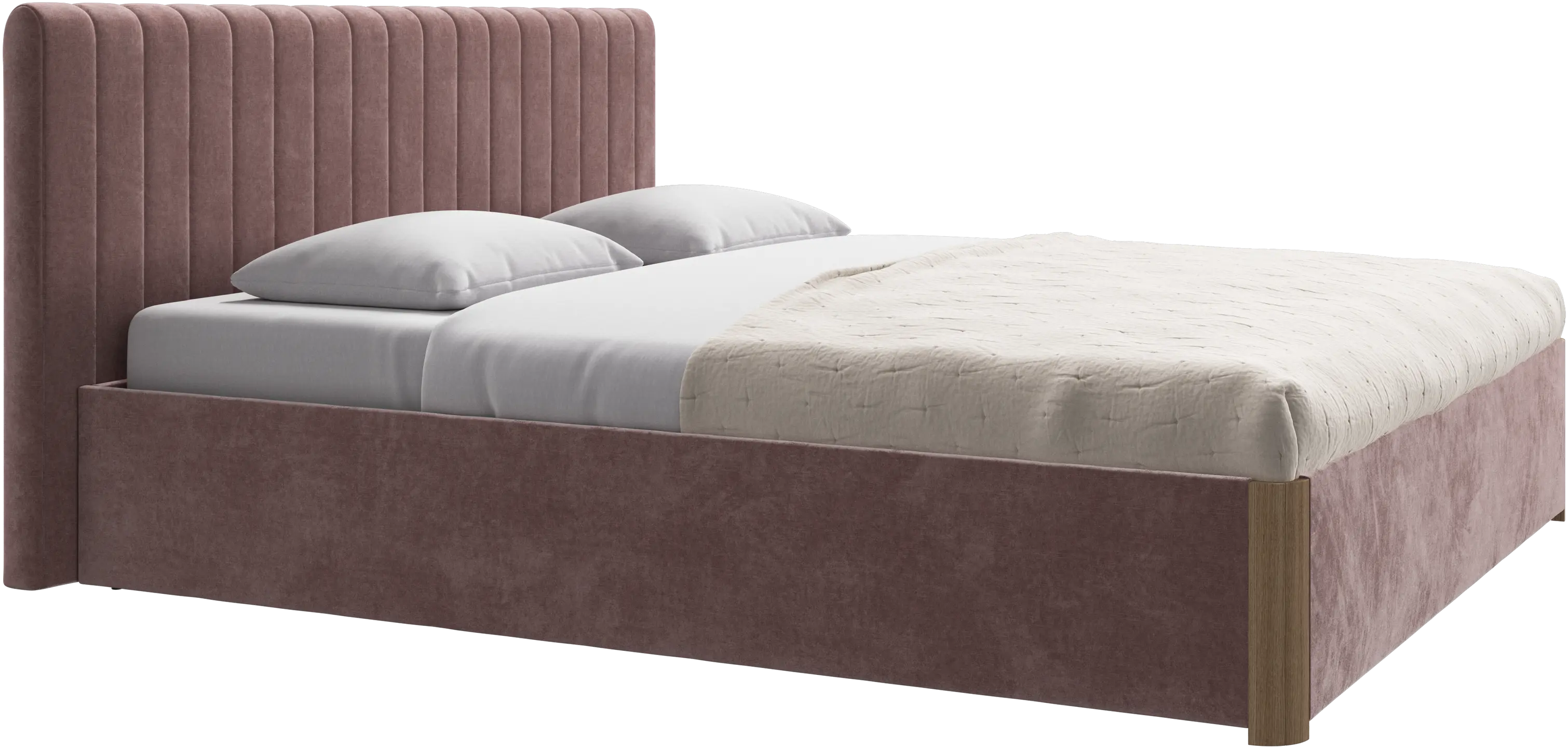 Element bed, bed-mounted headboard, with slats and storage solution, excl. mattress