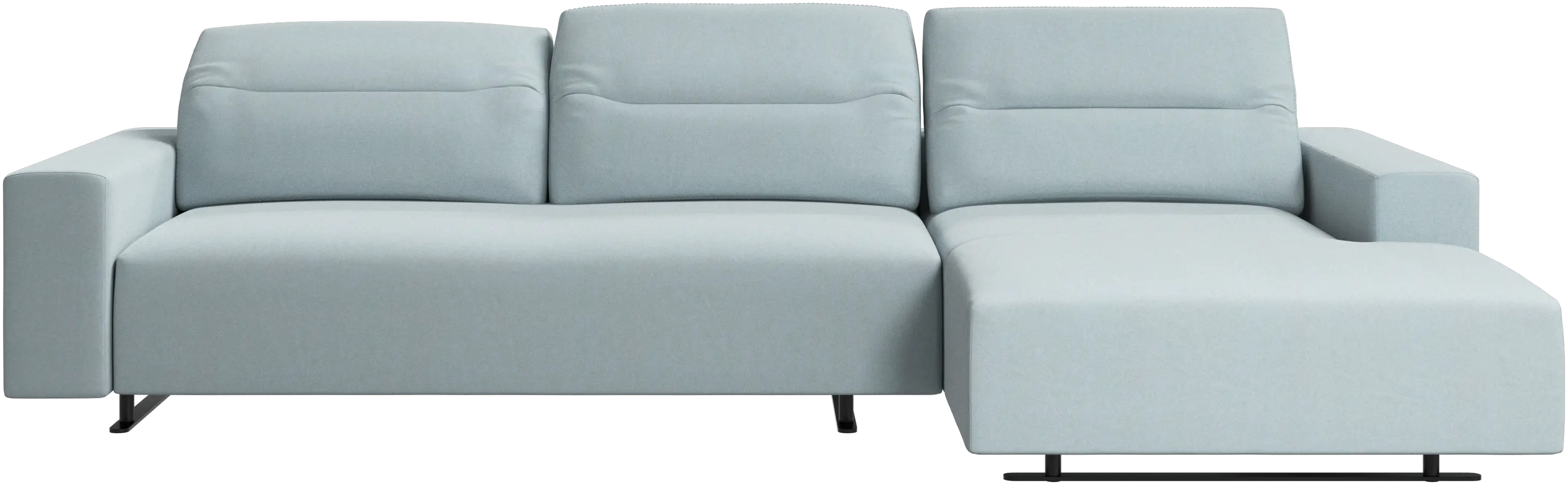 Hampton sofa with adjustable back, resting unit and storage right side