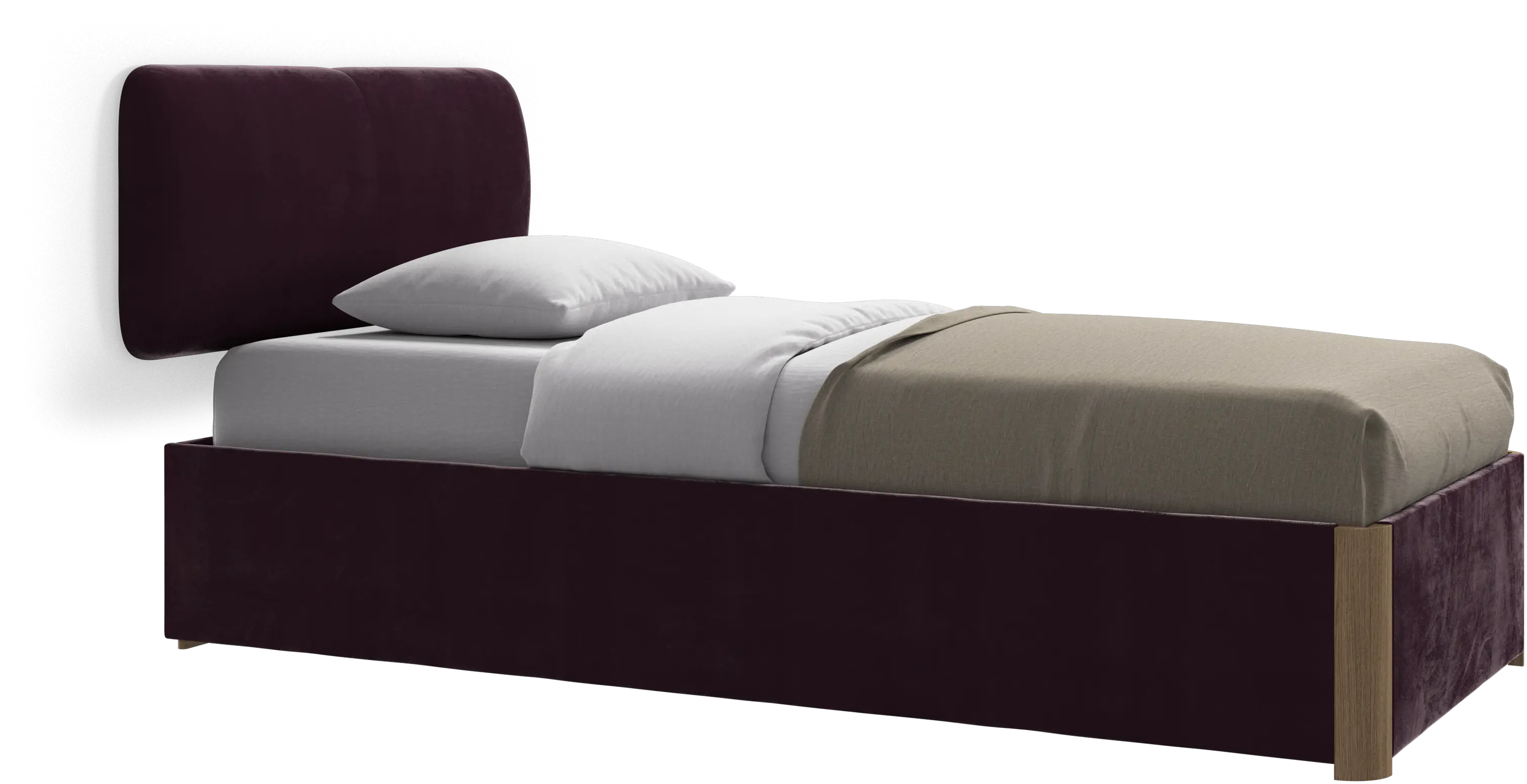 Element bed, wall-mounted headboard, with slats and storage solution, excl. mattress