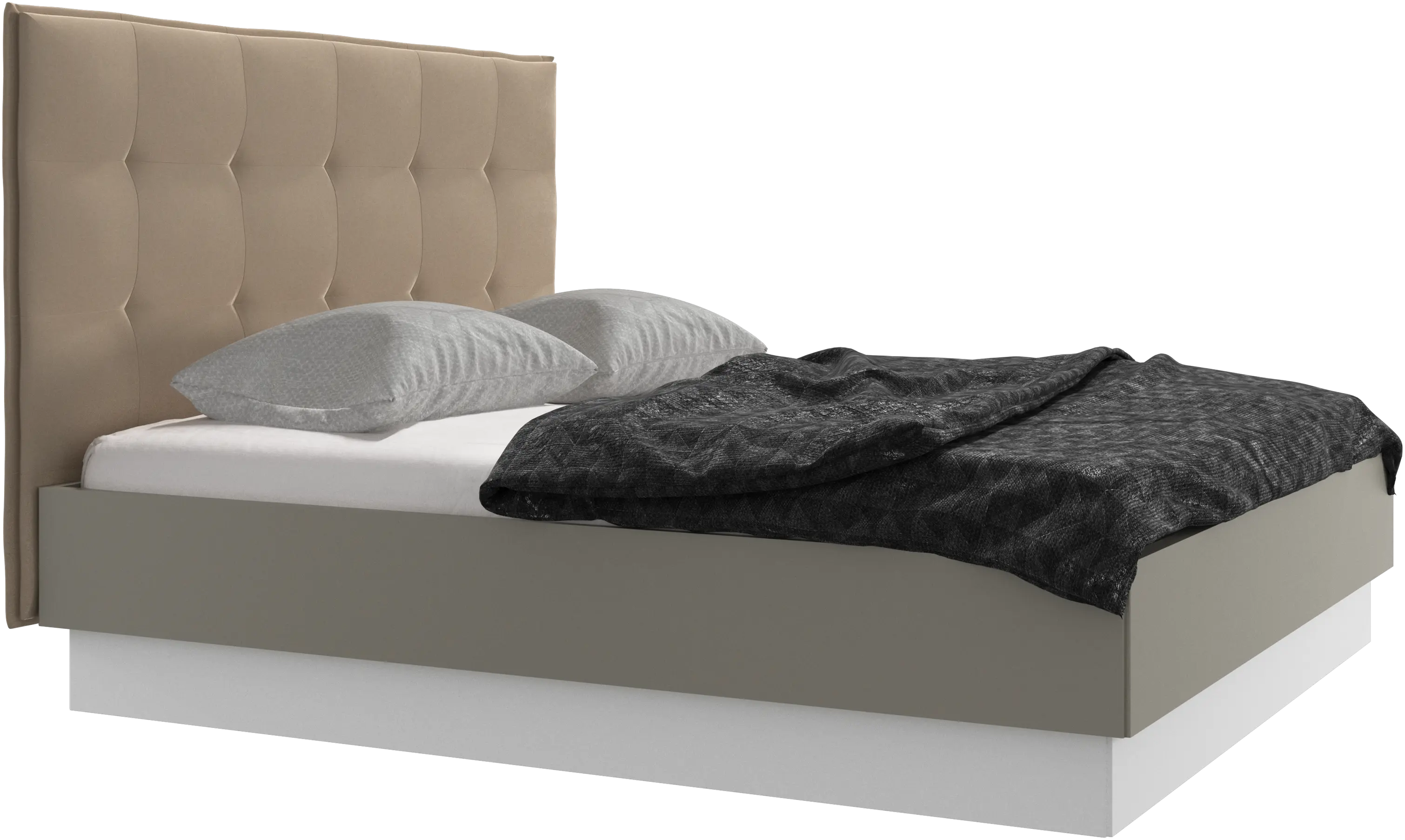 Lit Lugano avec rangement intégré, sommier inclus, hors matelas
