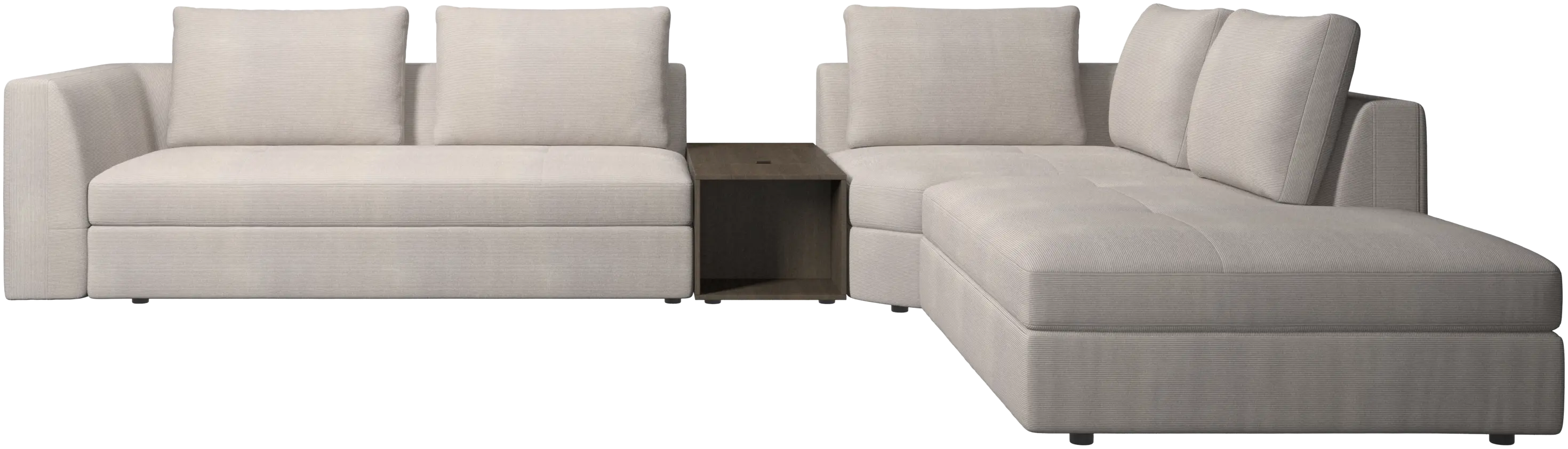 Bergamo corner sofa with lounging unit and footstool w/storage