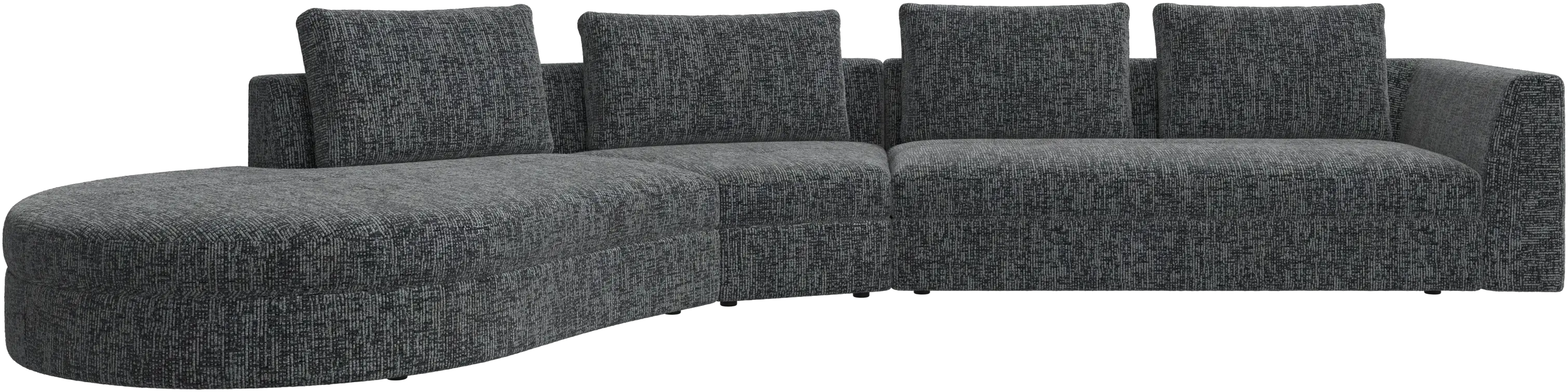 Bergamo sofa with round lounging unit, left