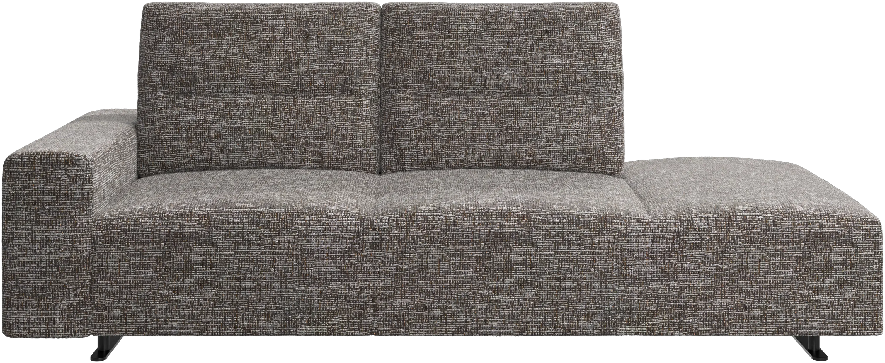 Hampton sofa with adjustable back and lounging unit right side, armrest left