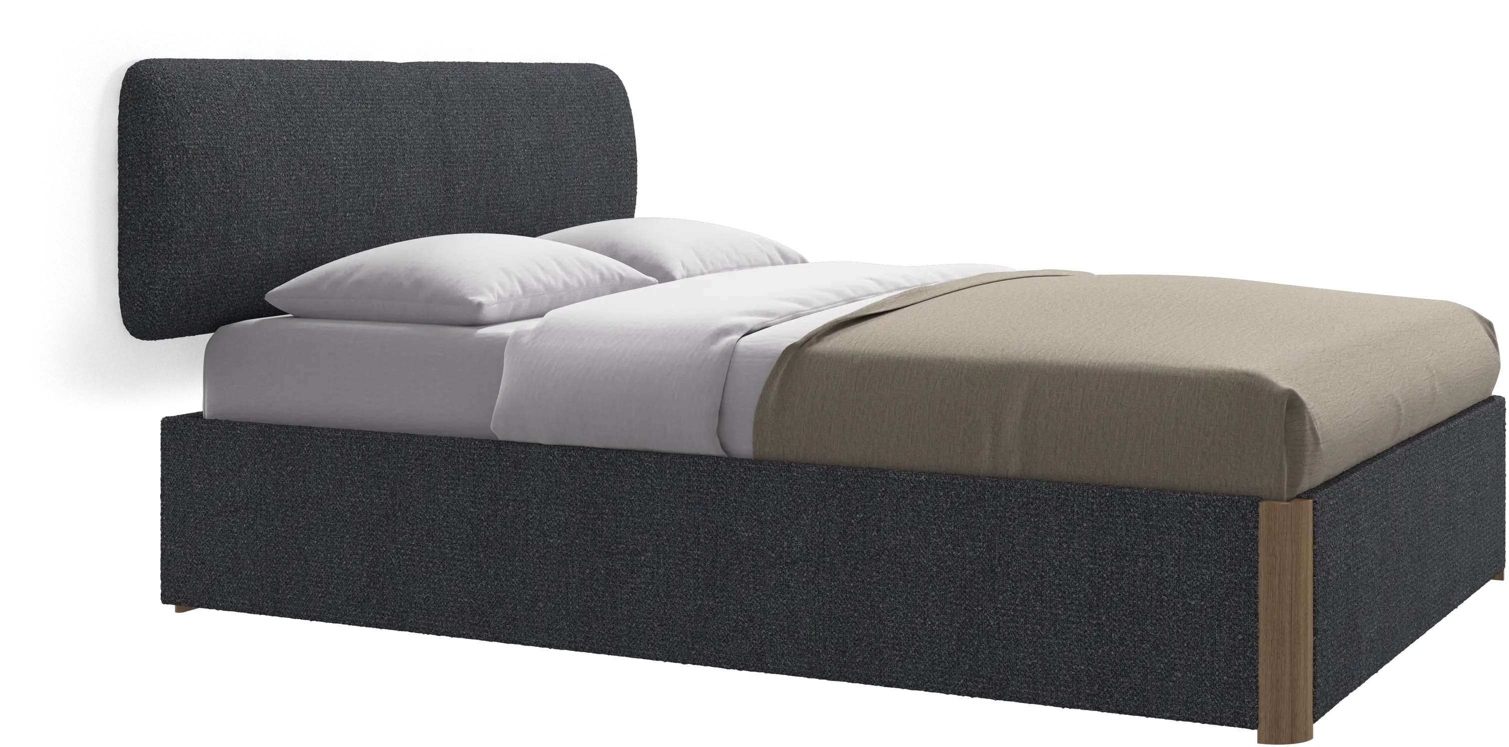 Element bed, wall-mounted headboard, with slats and storage solution, excl. mattress