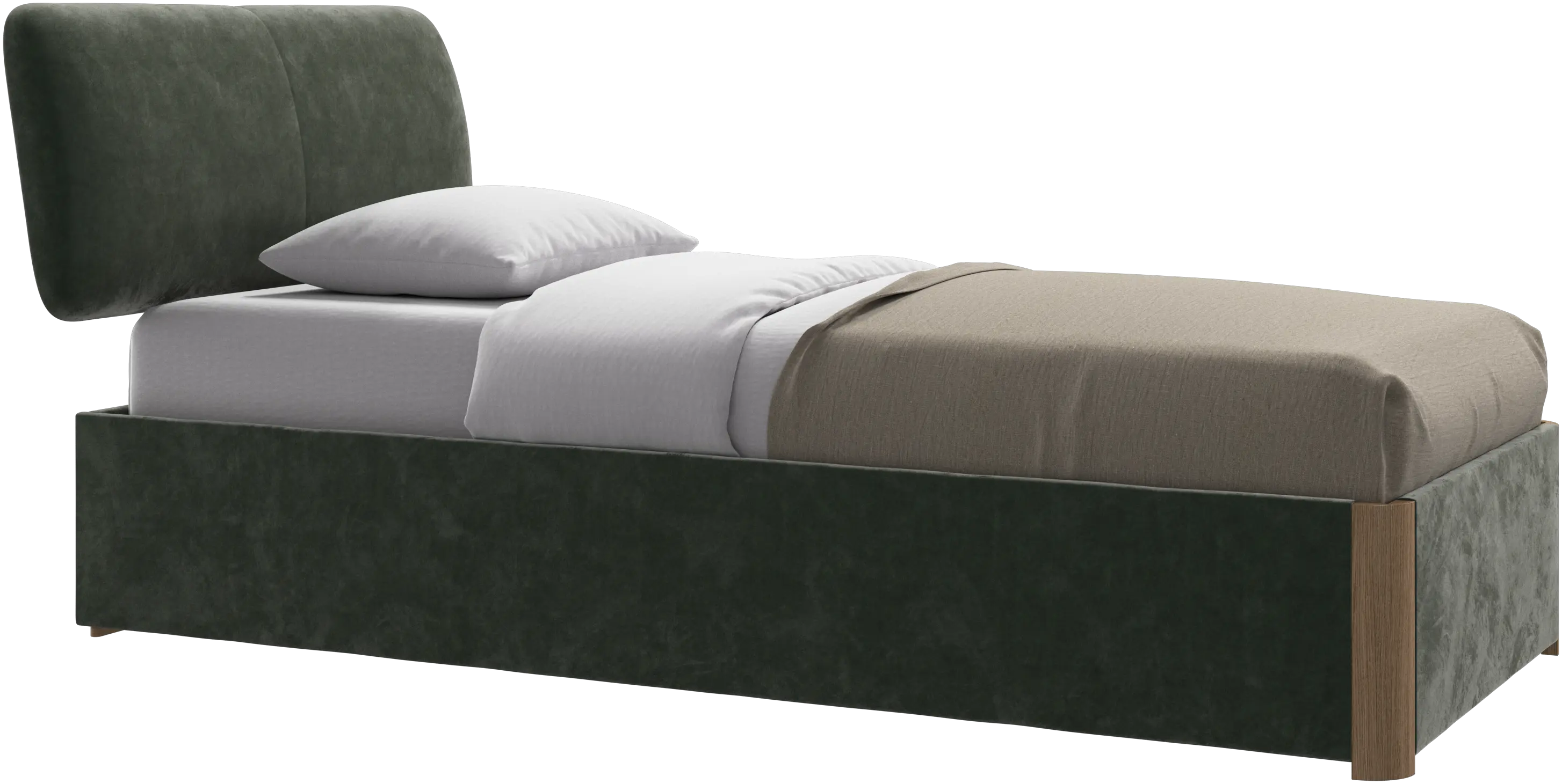 Element bed, bed-mounted headboard, with slats and storage solution, excl. mattress