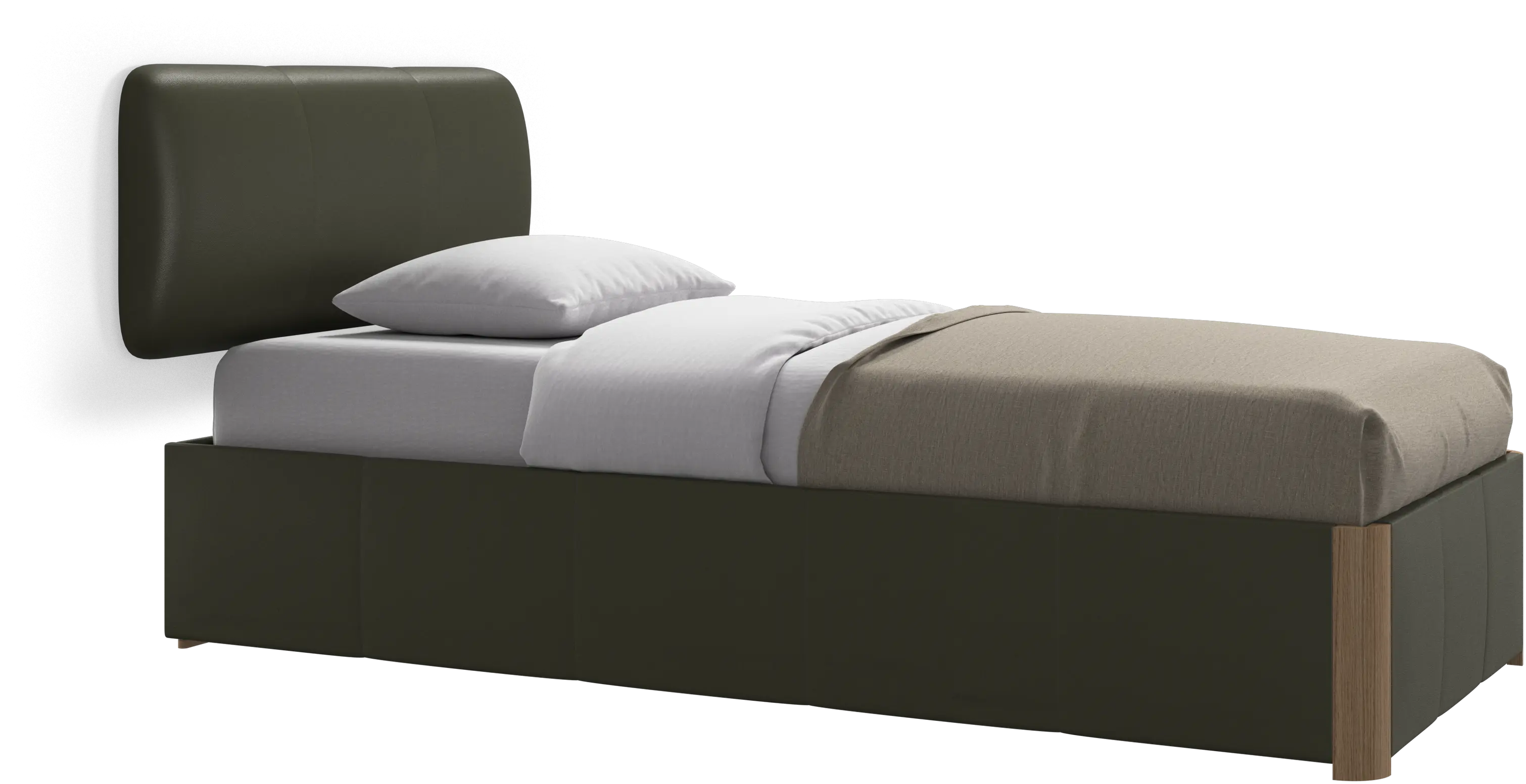 Element bed, wall-mounted headboard, with slats and storage solution, excl. mattress