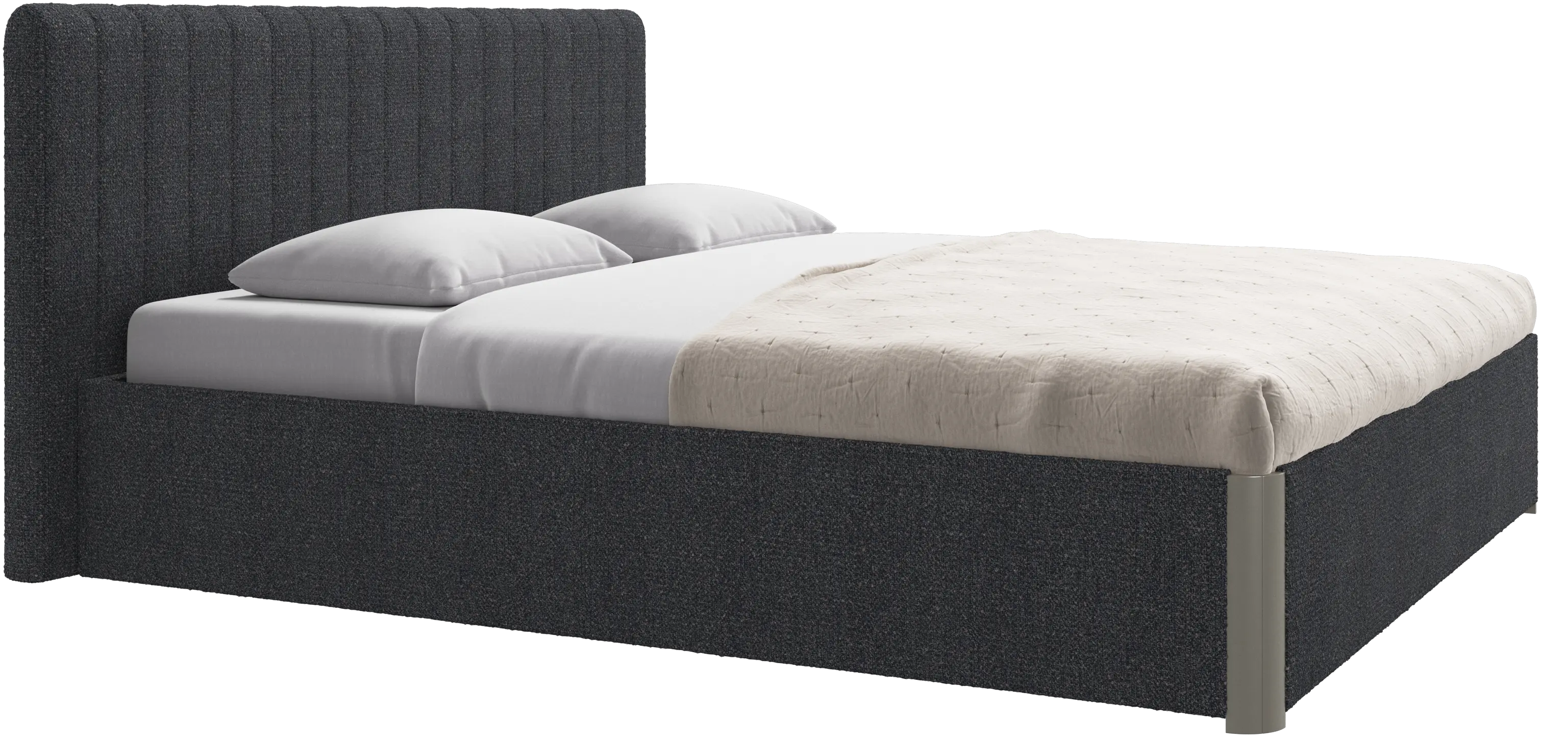 Element cama, cabecero montado en la cama, con láminas y solución de almacenamiento, excl. colchón