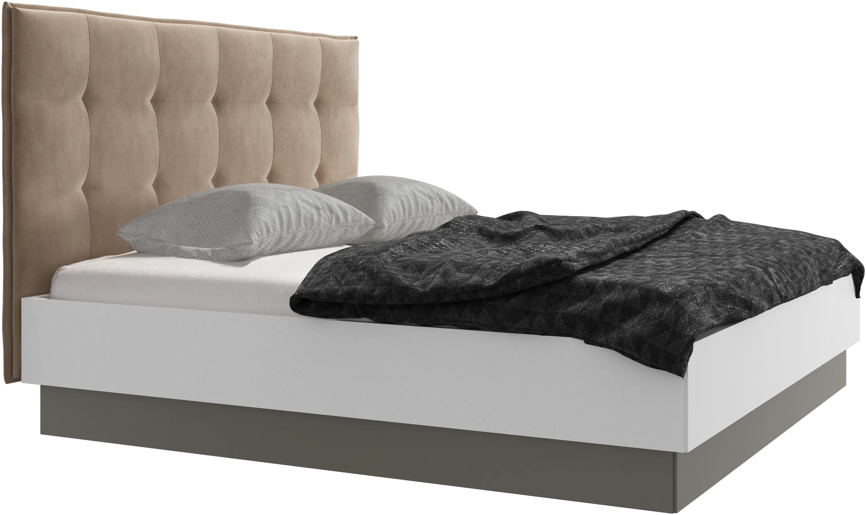 Lit Lugano avec rangement intégré, sommier inclus, hors matelas