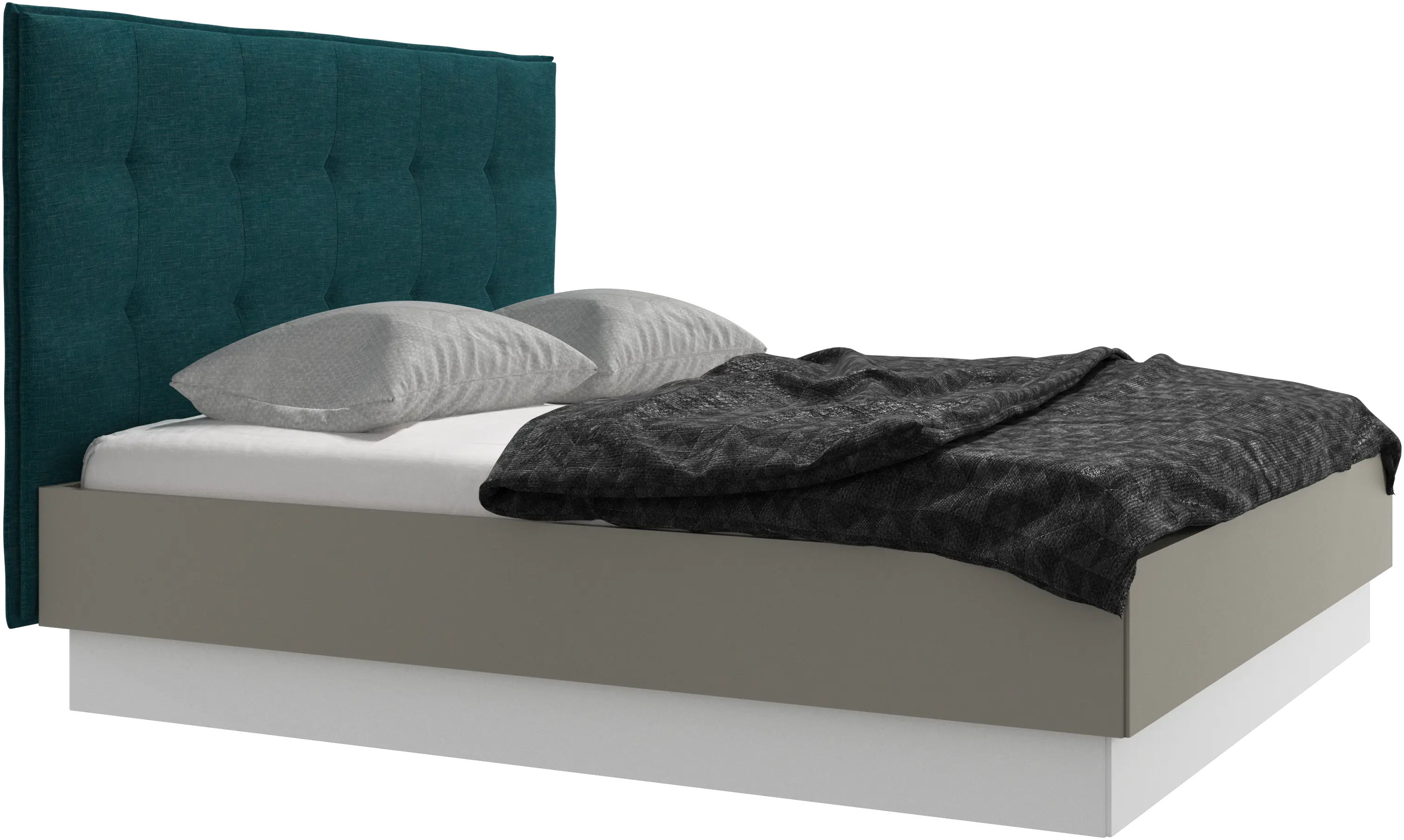 Lit Lugano avec rangement intégré, sommier inclus, hors matelas