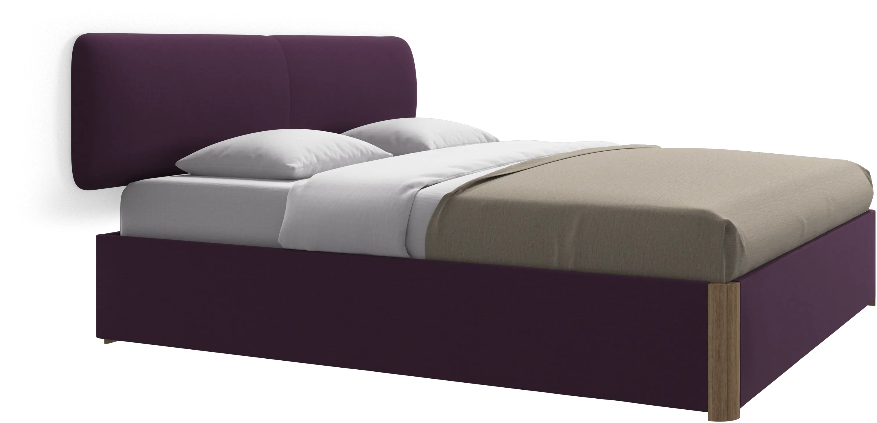 Element bed, wall-mounted headboard, with slats and storage solution, excl. mattress