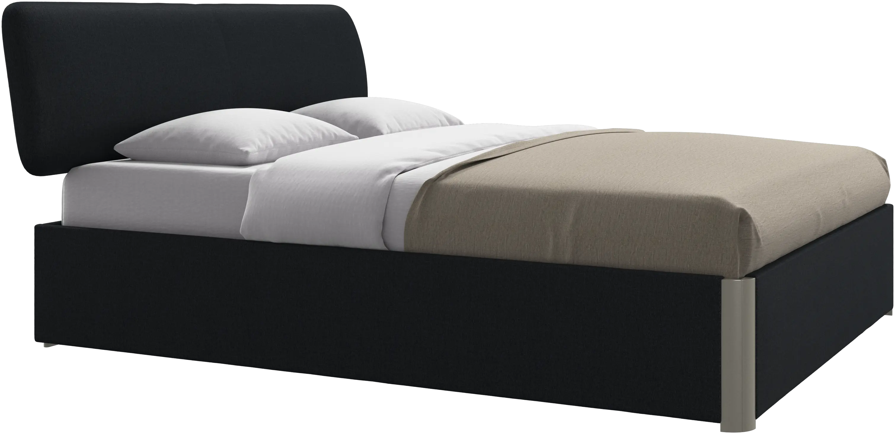 Element lit, tête de lit fixée au lit, avec lattes et solution de stockage, excl. matelas