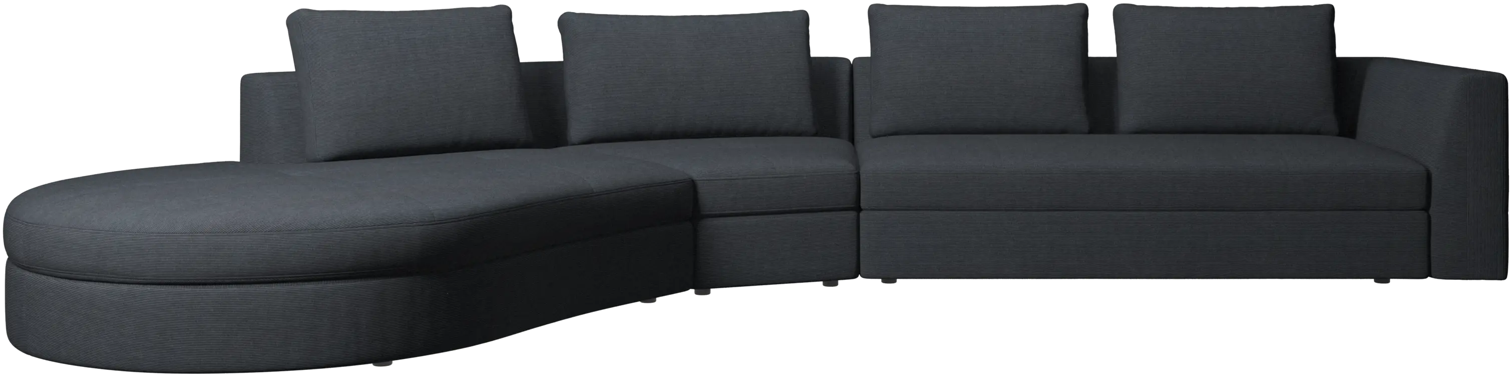 Bergamo sofa with round lounging unit, left