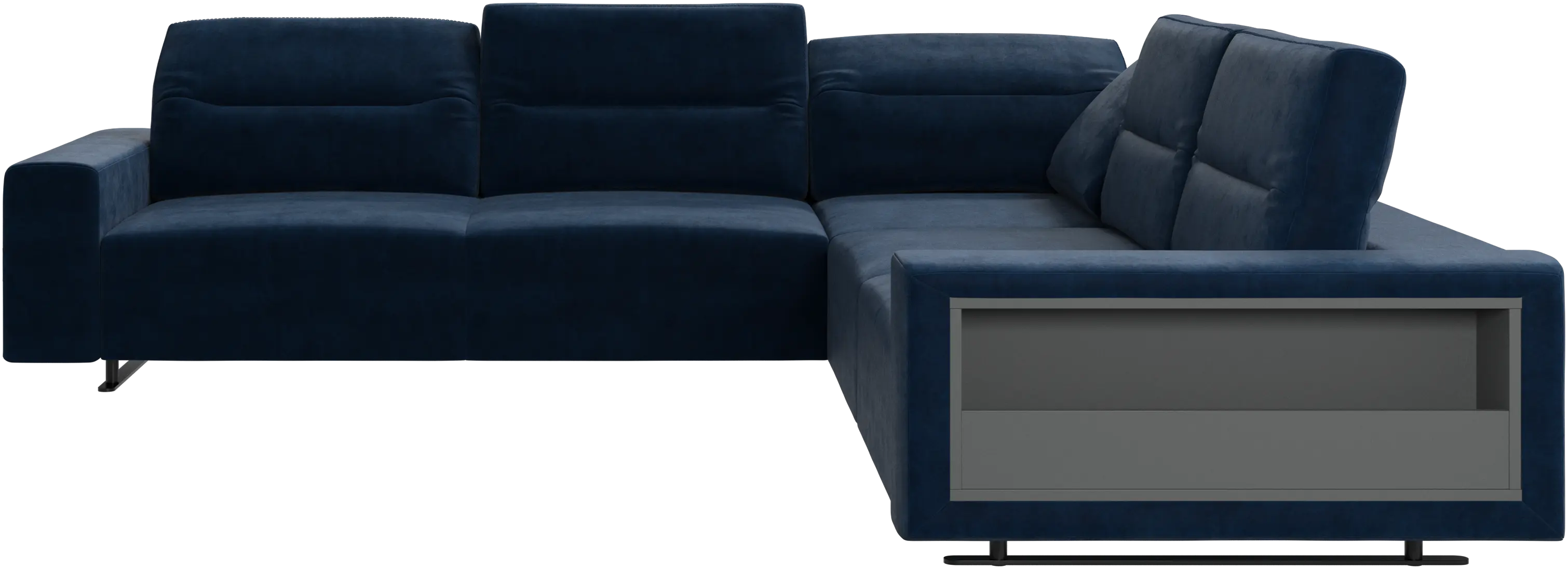Hampton corner sofa with adjustable back and storage on right side
