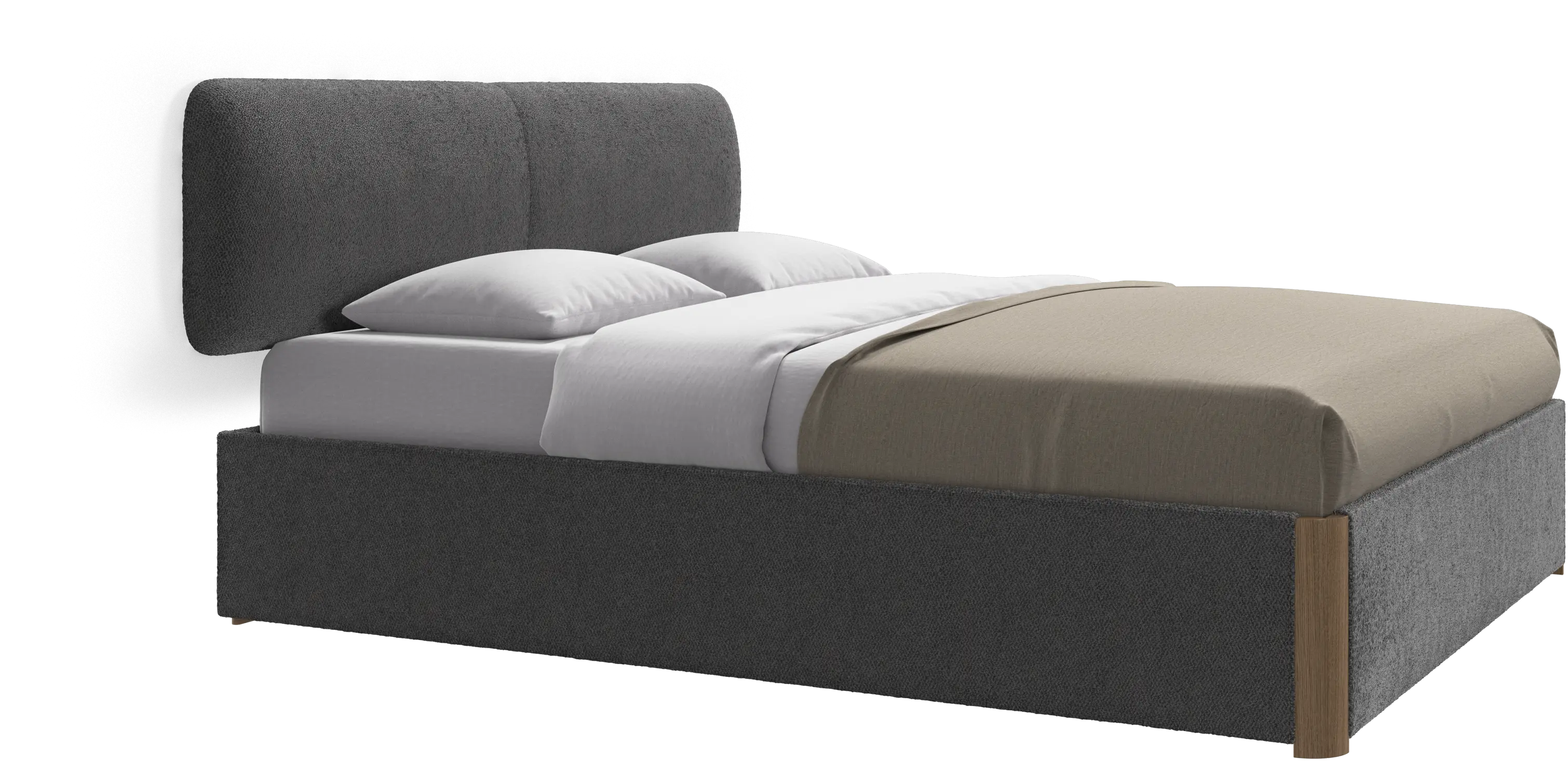 Element bed, wall-mounted headboard, with slats and storage solution, excl. mattress