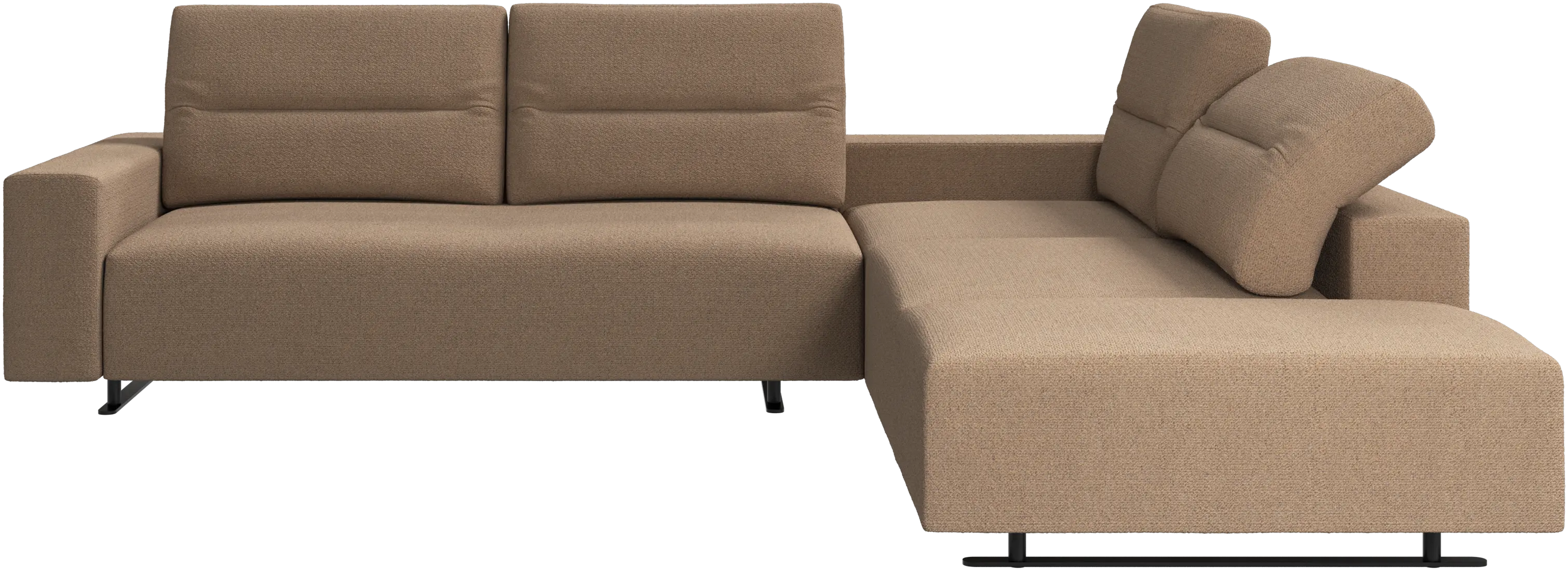 Hampton corner sofa with adjustable back and storage on left side