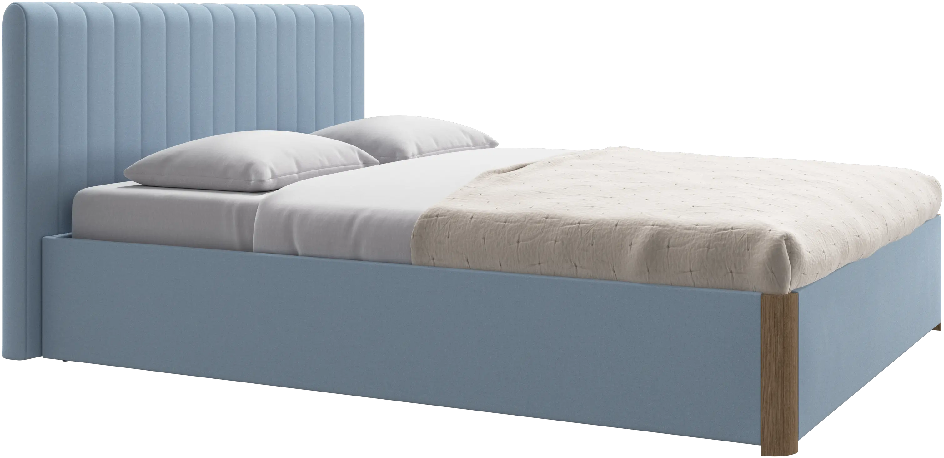 Element cama, cabecero montado en la cama, con láminas y solución de almacenamiento, excl. colchón