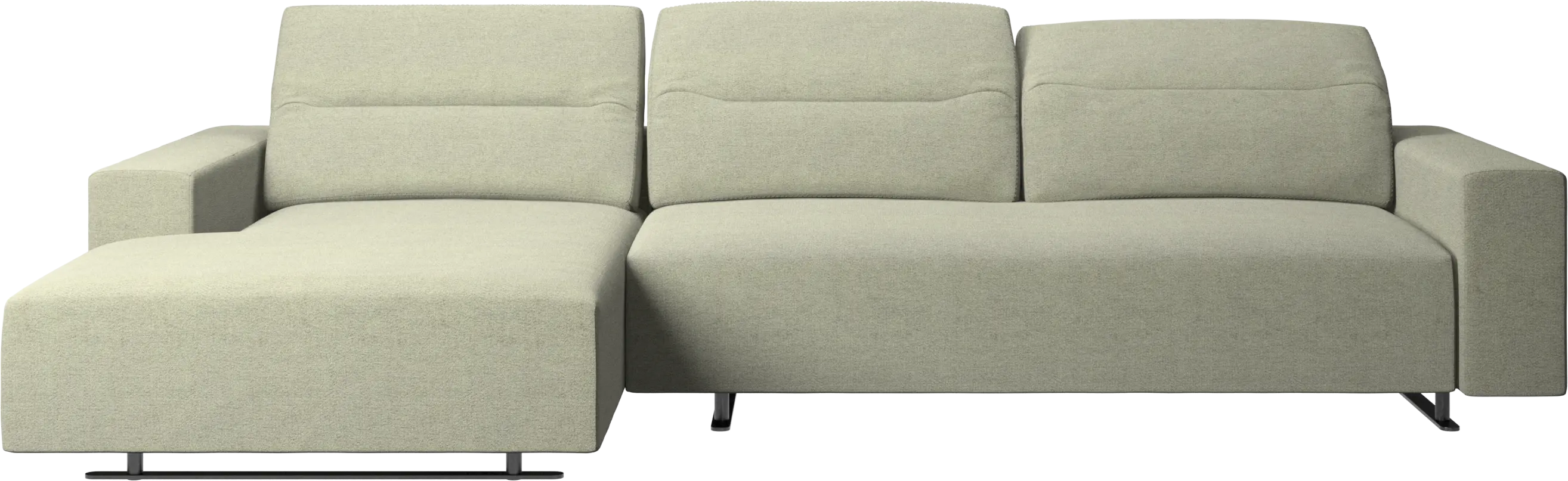 Hampton sofa with adjustable back, resting unit and storage left side