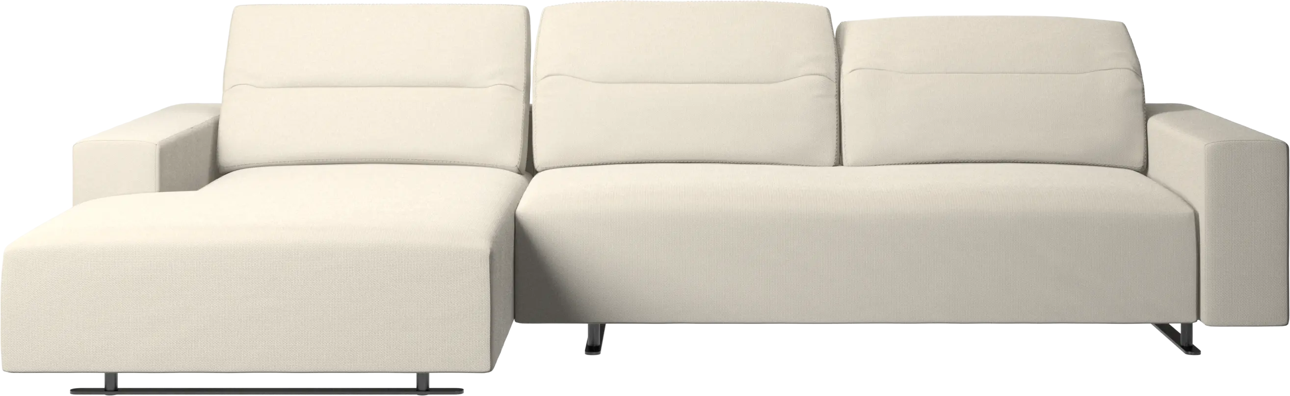 Hampton sofa with adjustable back, resting unit and storage left side