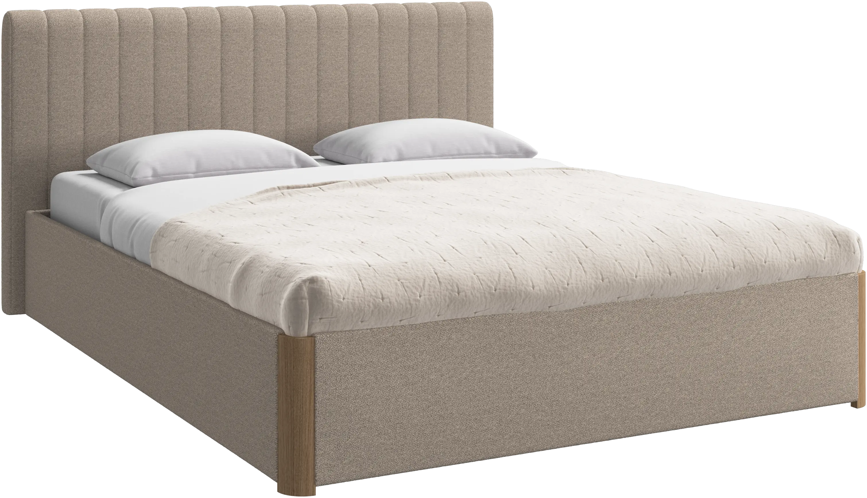 Element bed, bed-mounted headboard, with slats and storage solution, excl. mattress