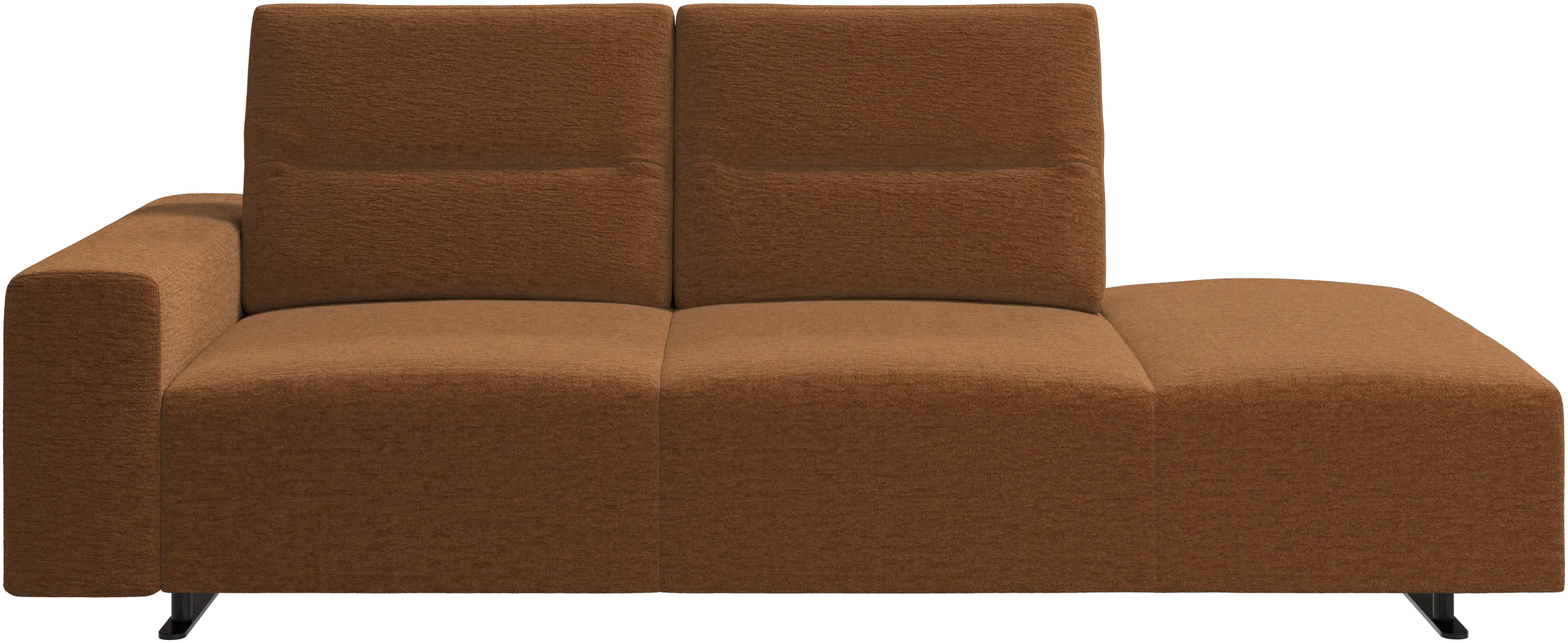 Hampton sofa with adjustable back and lounging unit right side, armrest left