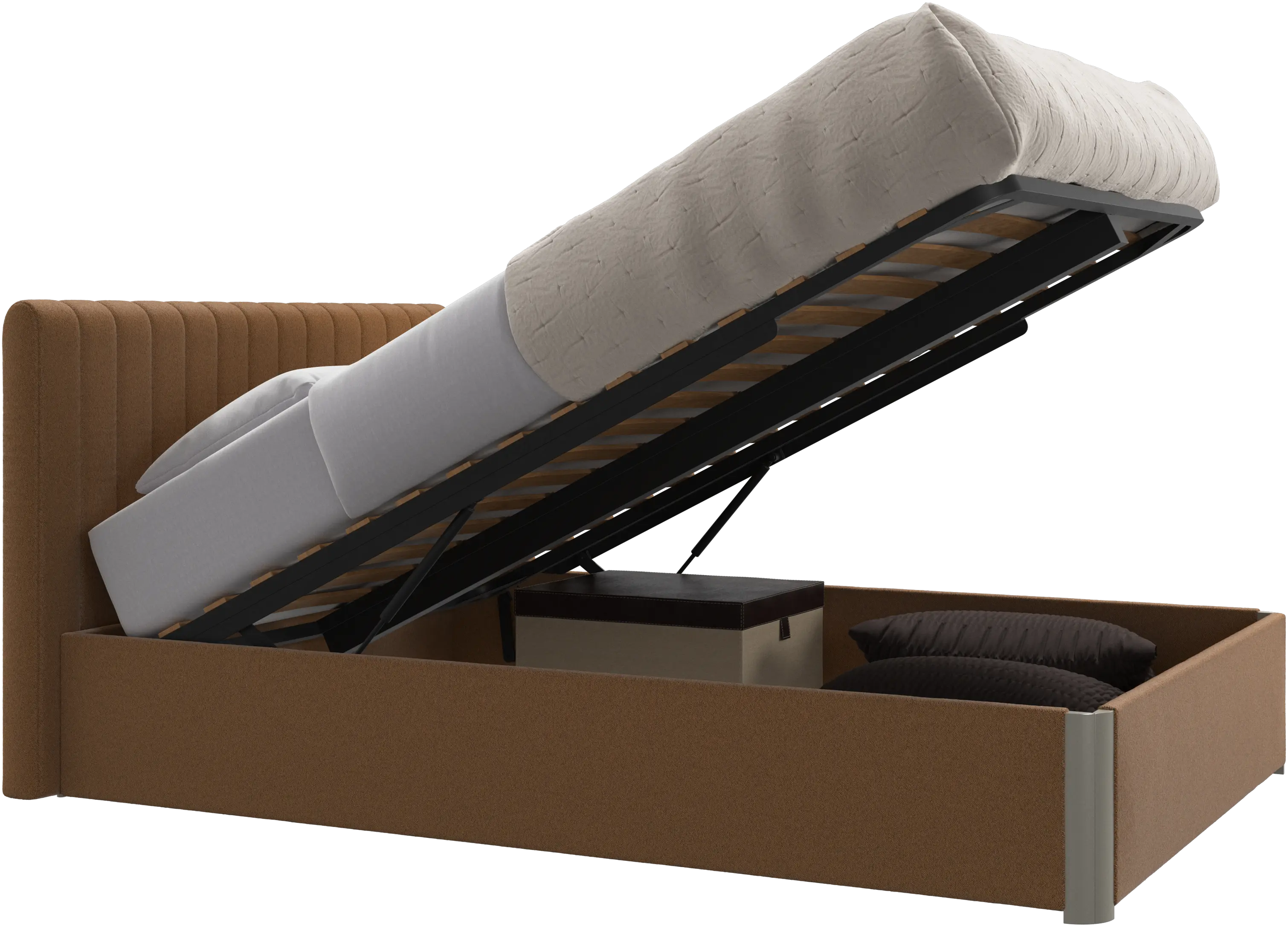 Element bed, bed-mounted headboard, with slats and storage solution, excl. mattress